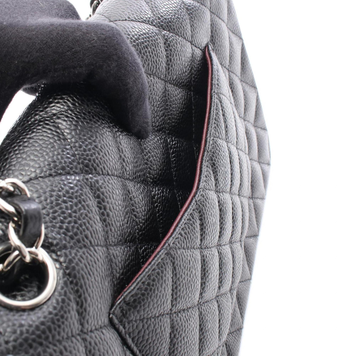 Chanel Black Grained Calfskin Handbag Shoulder Bag (Pre-Owned)