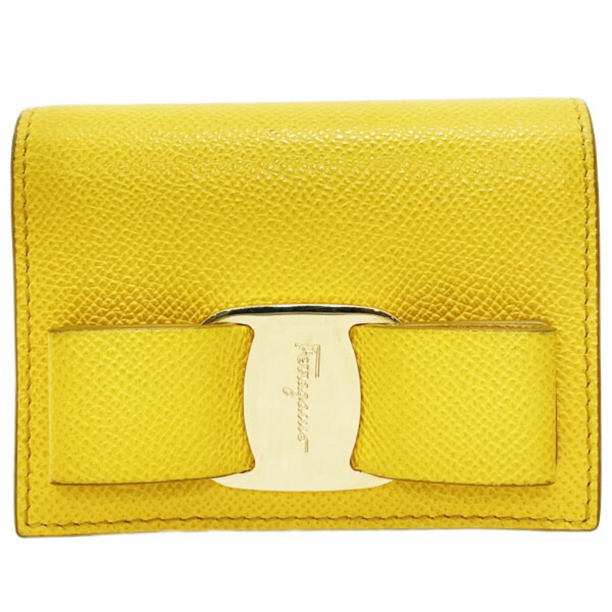 Salvatore Ferragamo Vara Yellow Leather Wallet (Bi-Fold) (Pre-Owned)