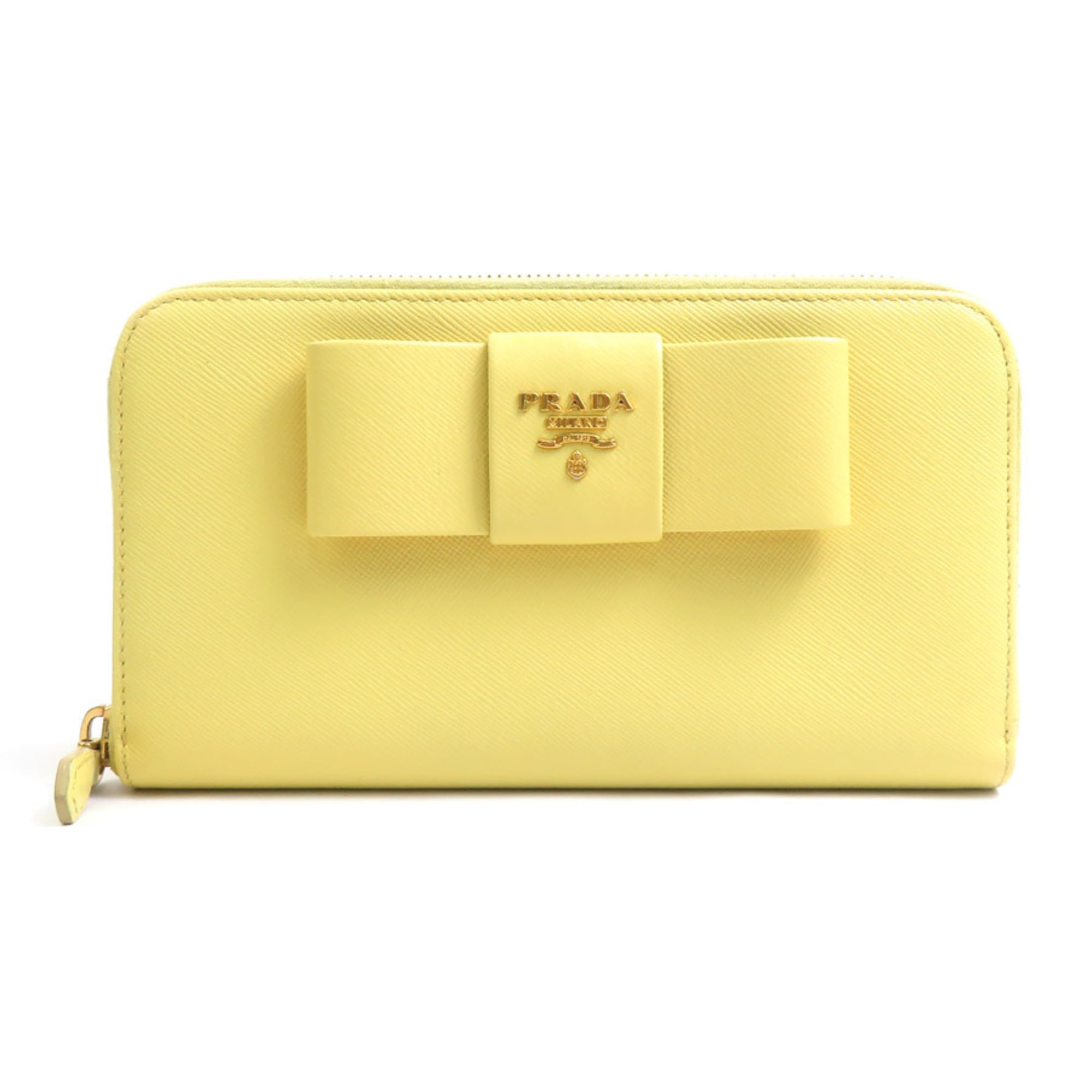 Prada Yellow Leather Long Wallet (Bi-Fold) (Pre-Owned)