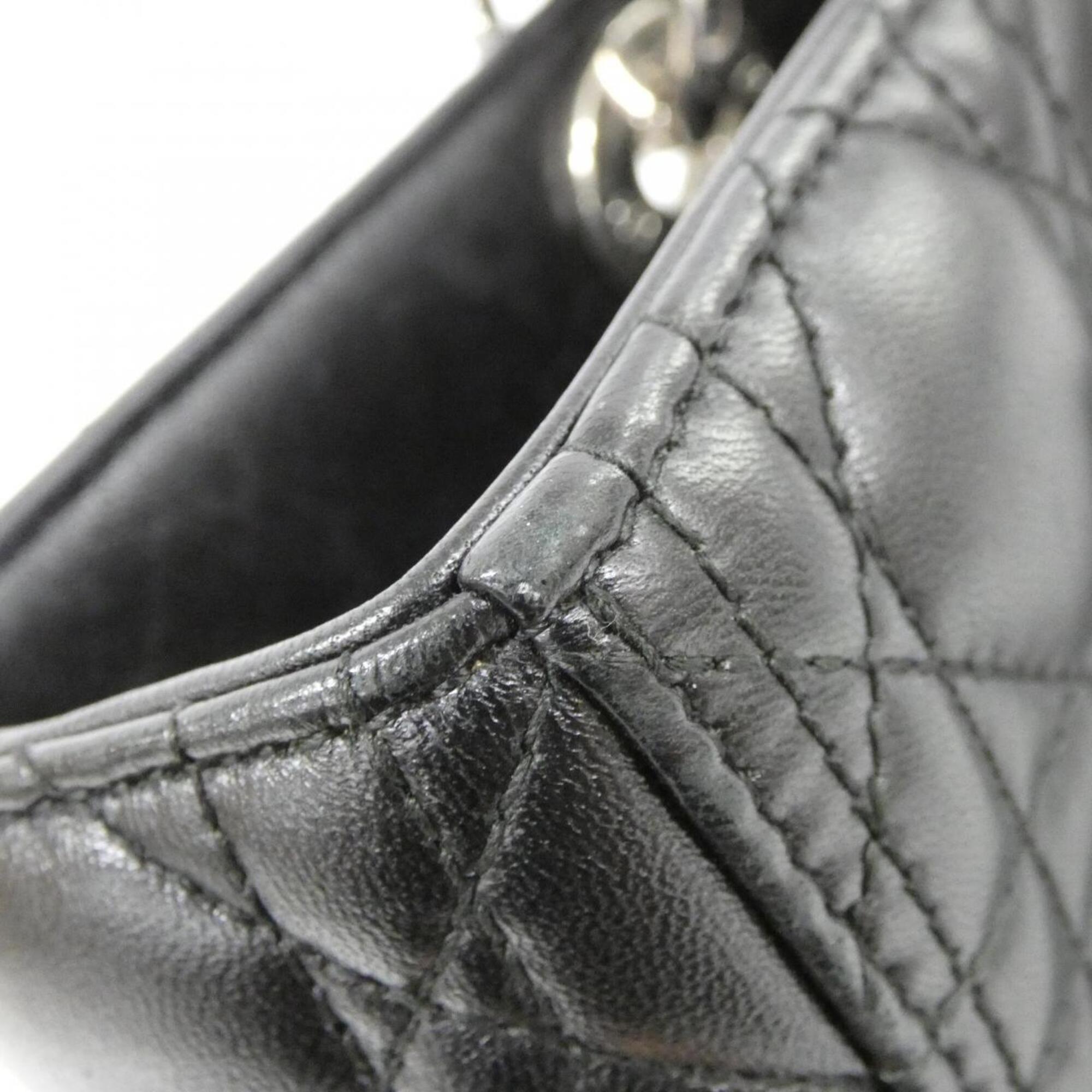 Christian Dior Lady Dior Black Leather Handbag (Pre-Owned)