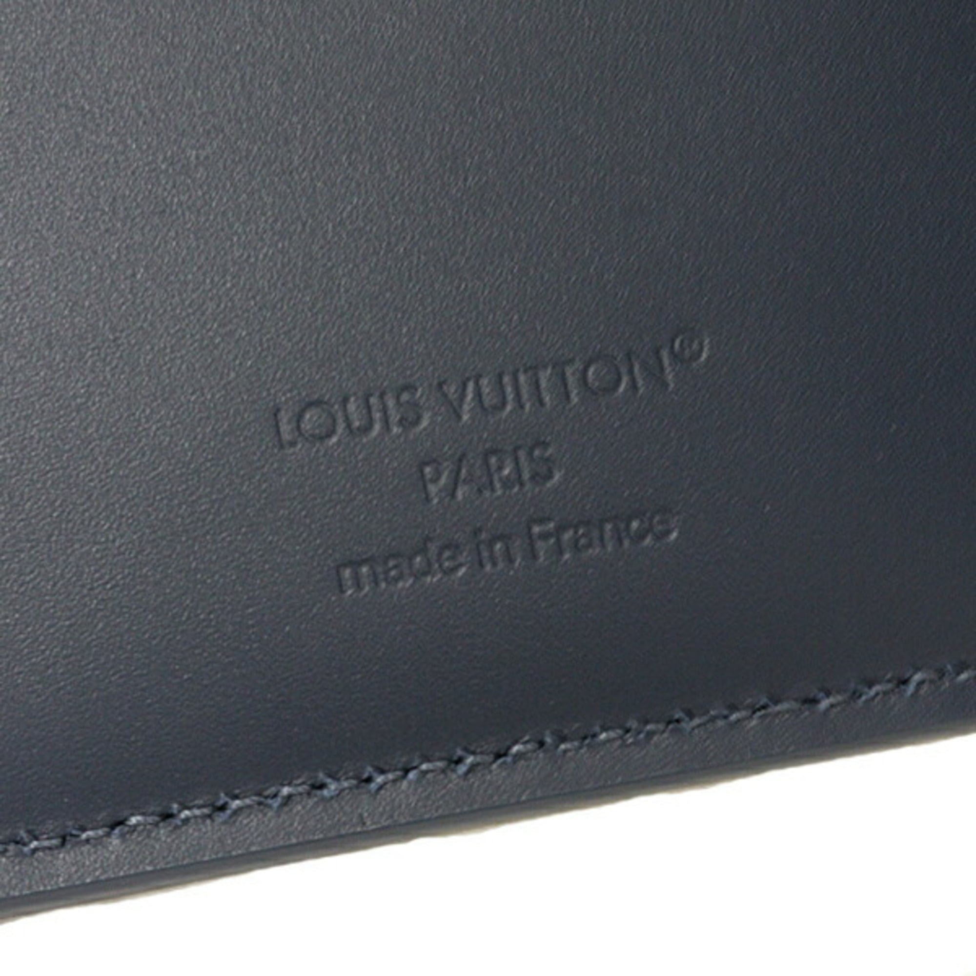 Louis Vuitton Monogram Shadow Blue Navy Monogram Shadow Leather Wallet (Bi-Fold) (Pre-Owned)