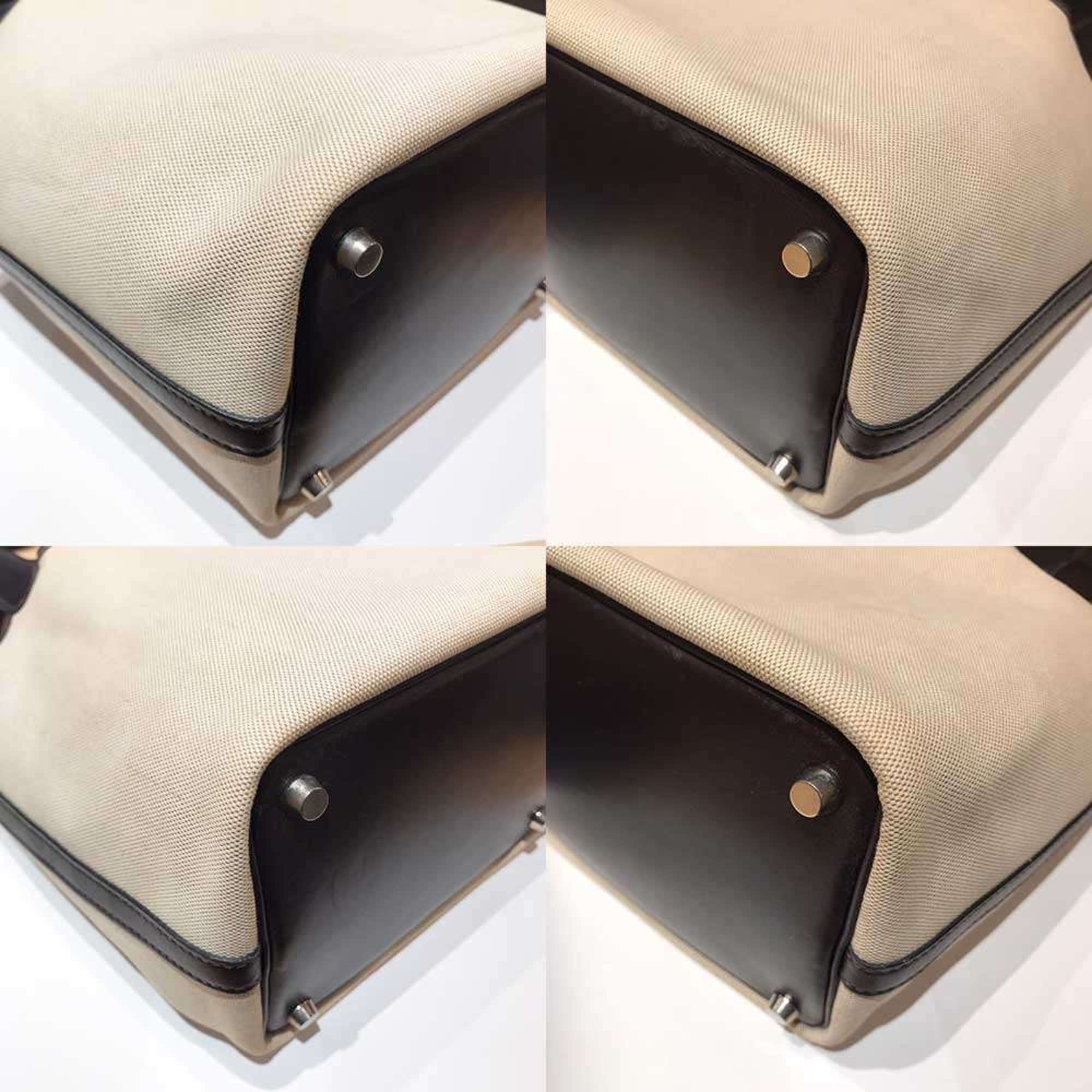Hermes Picotin Toile H Leather Canvas Handbag (Pre-Owned)