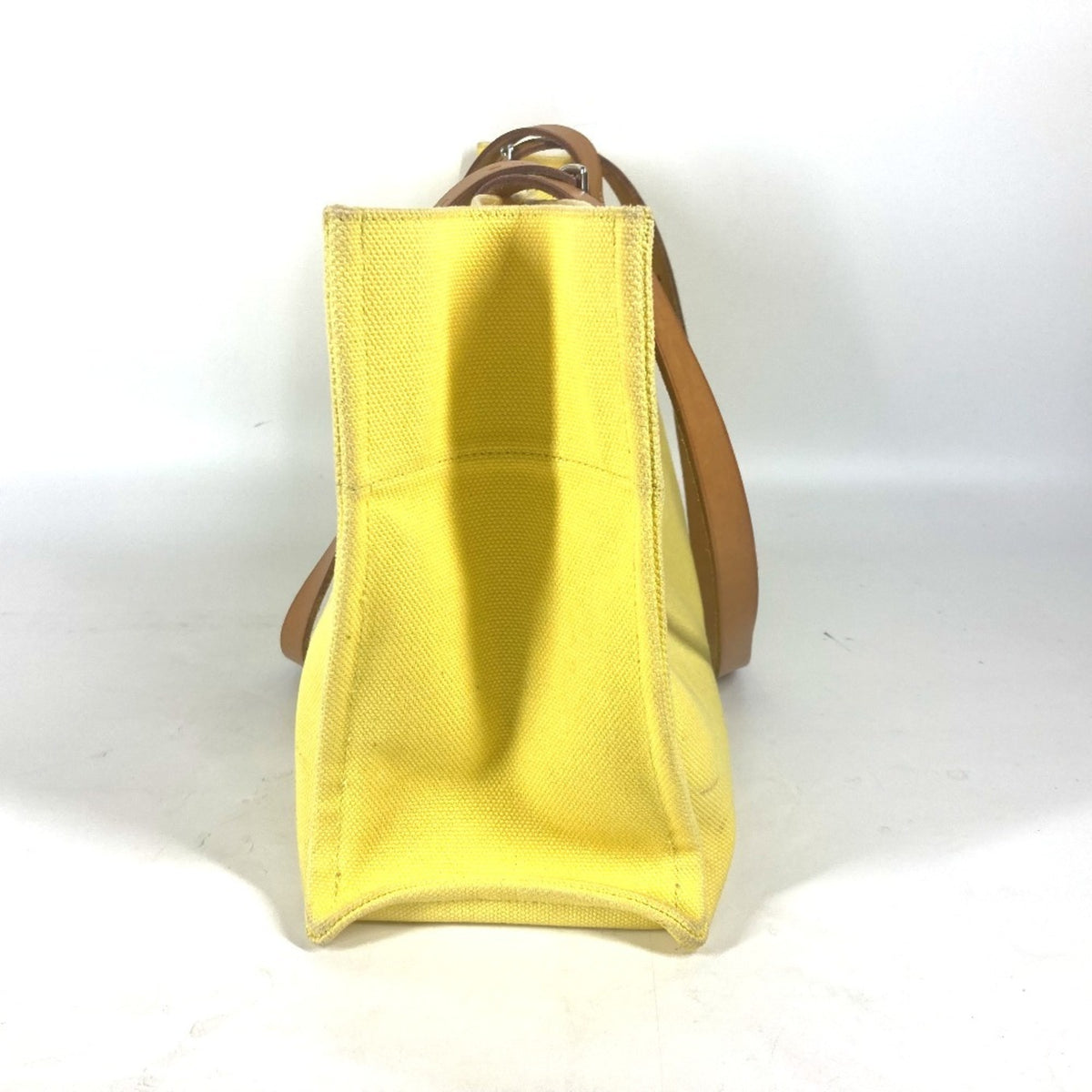 Hermes Yellow Leather Canvas Shoulder Bag Tote Bag (Pre-Owned)