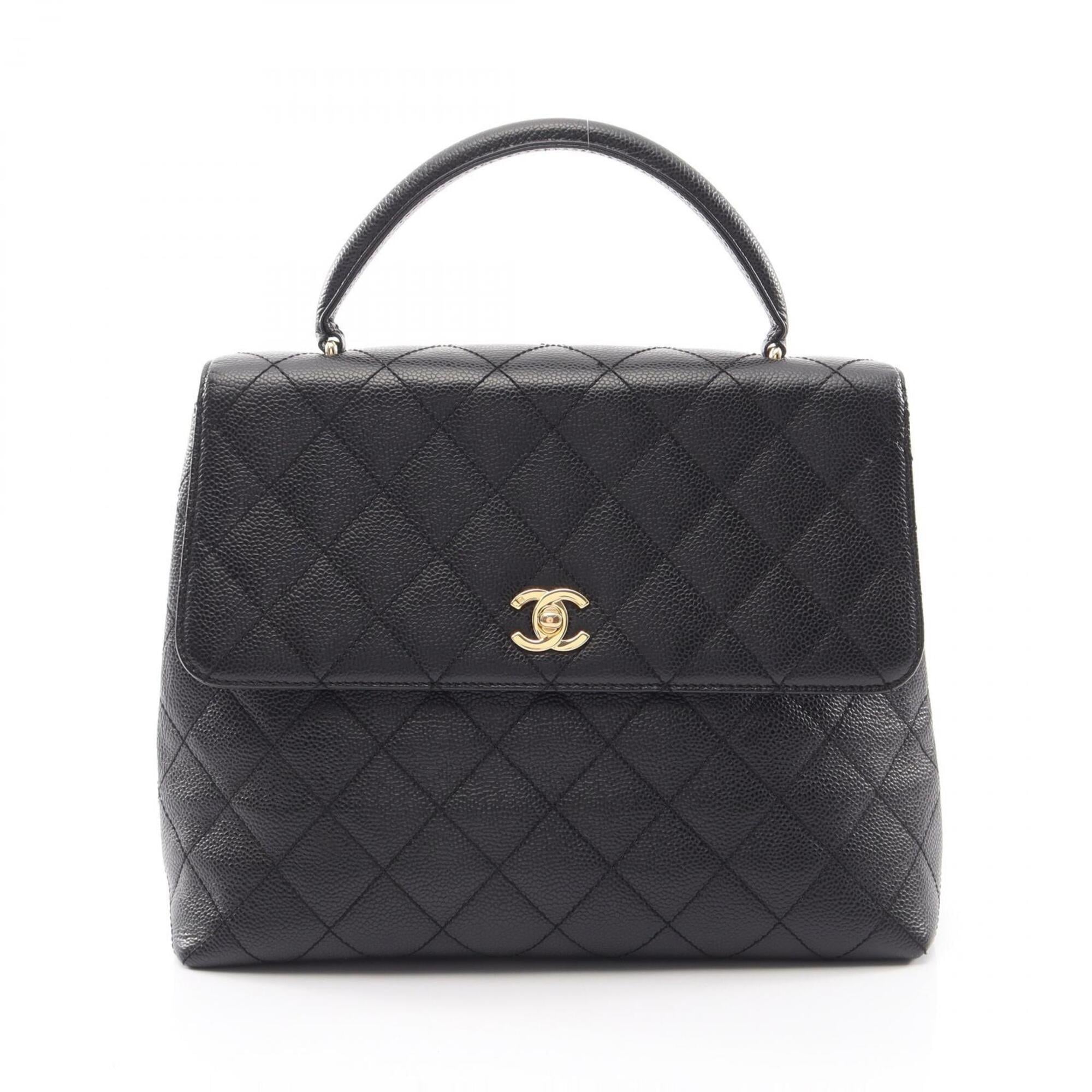 Chanel Black Grained Calfskin Handbag (Pre-Owned)
