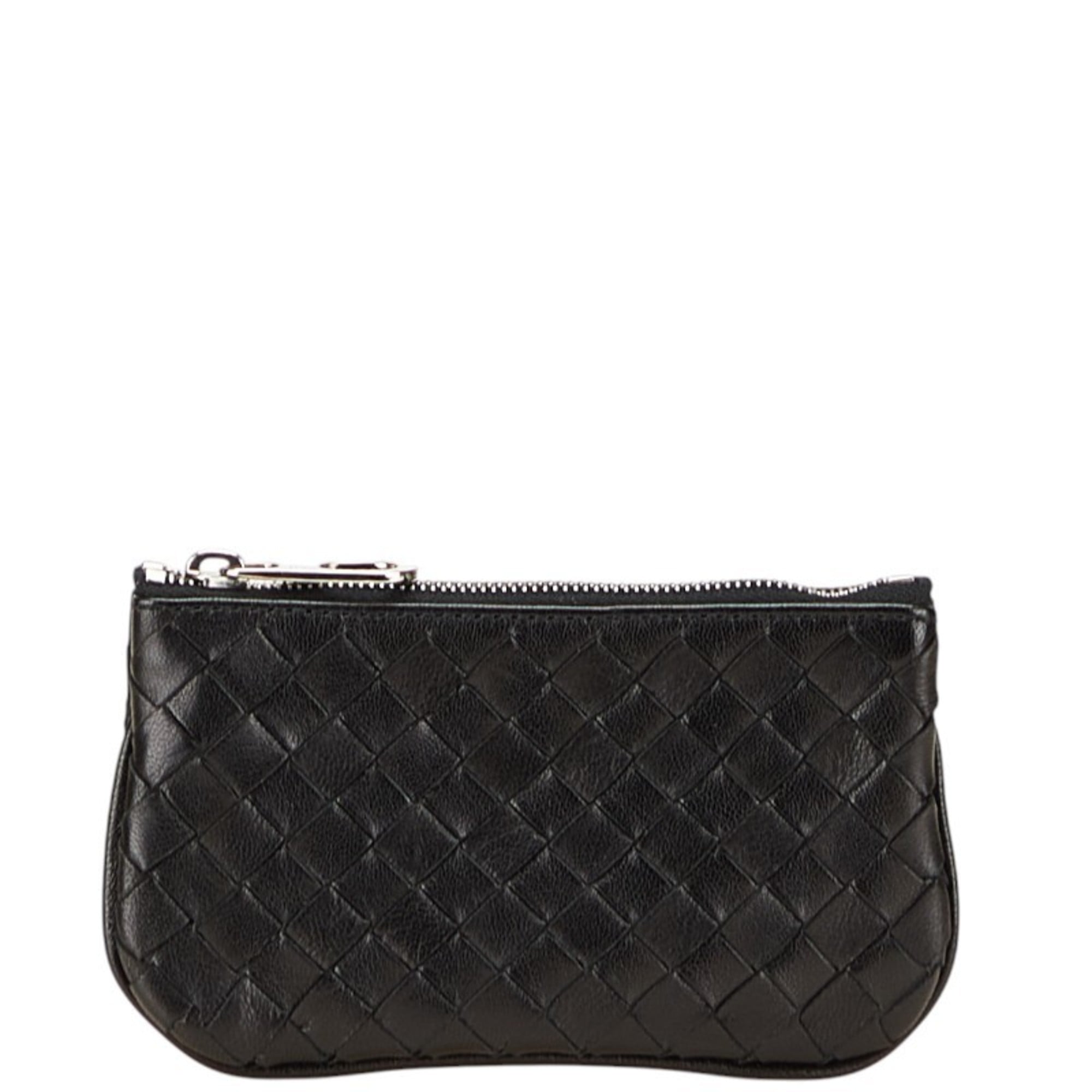 Bottega Veneta Black Leather Coin Purse/Coin Case (Pre-Owned)