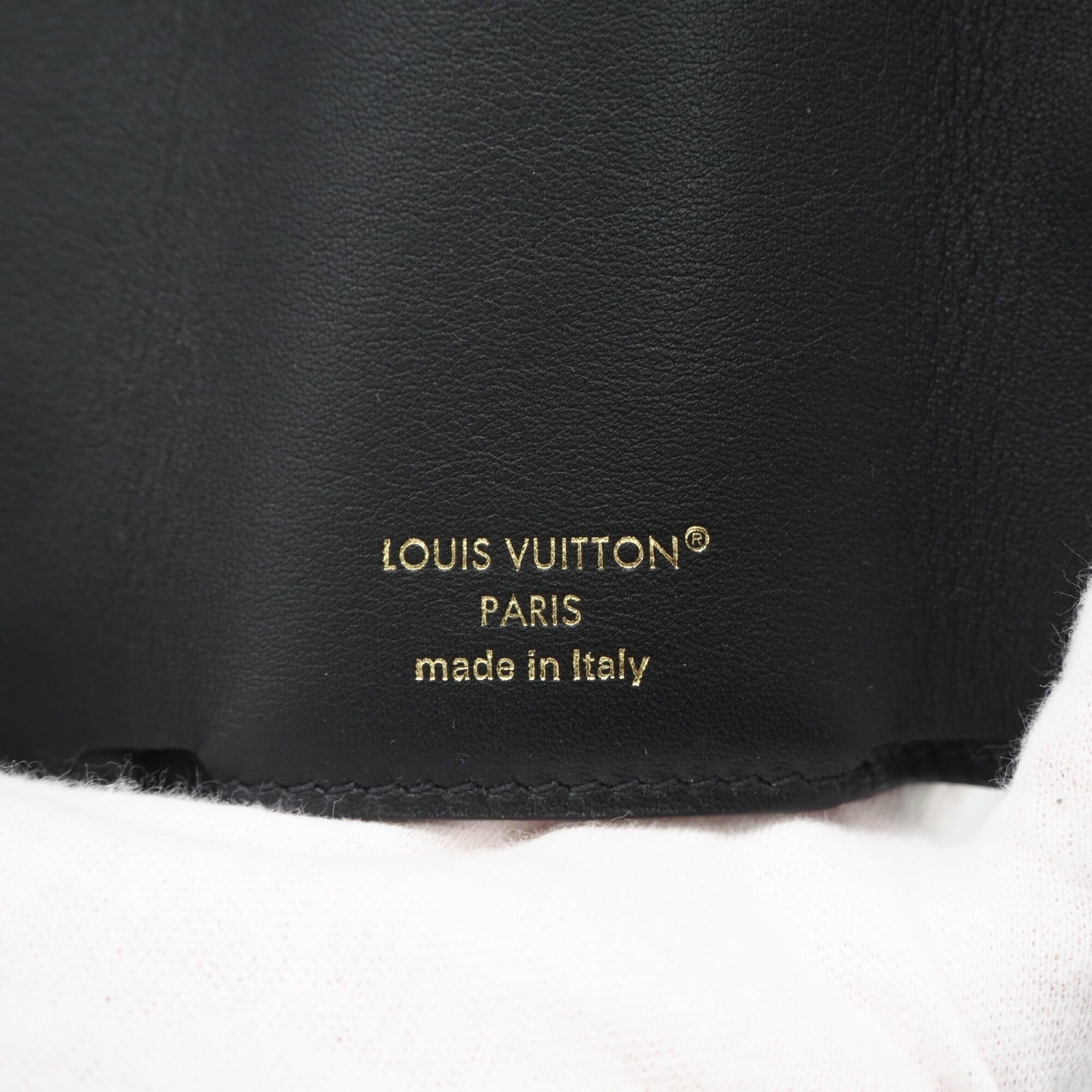 Louis Vuitton Black Leather Wallet (Tri-Fold) (Pre-Owned)