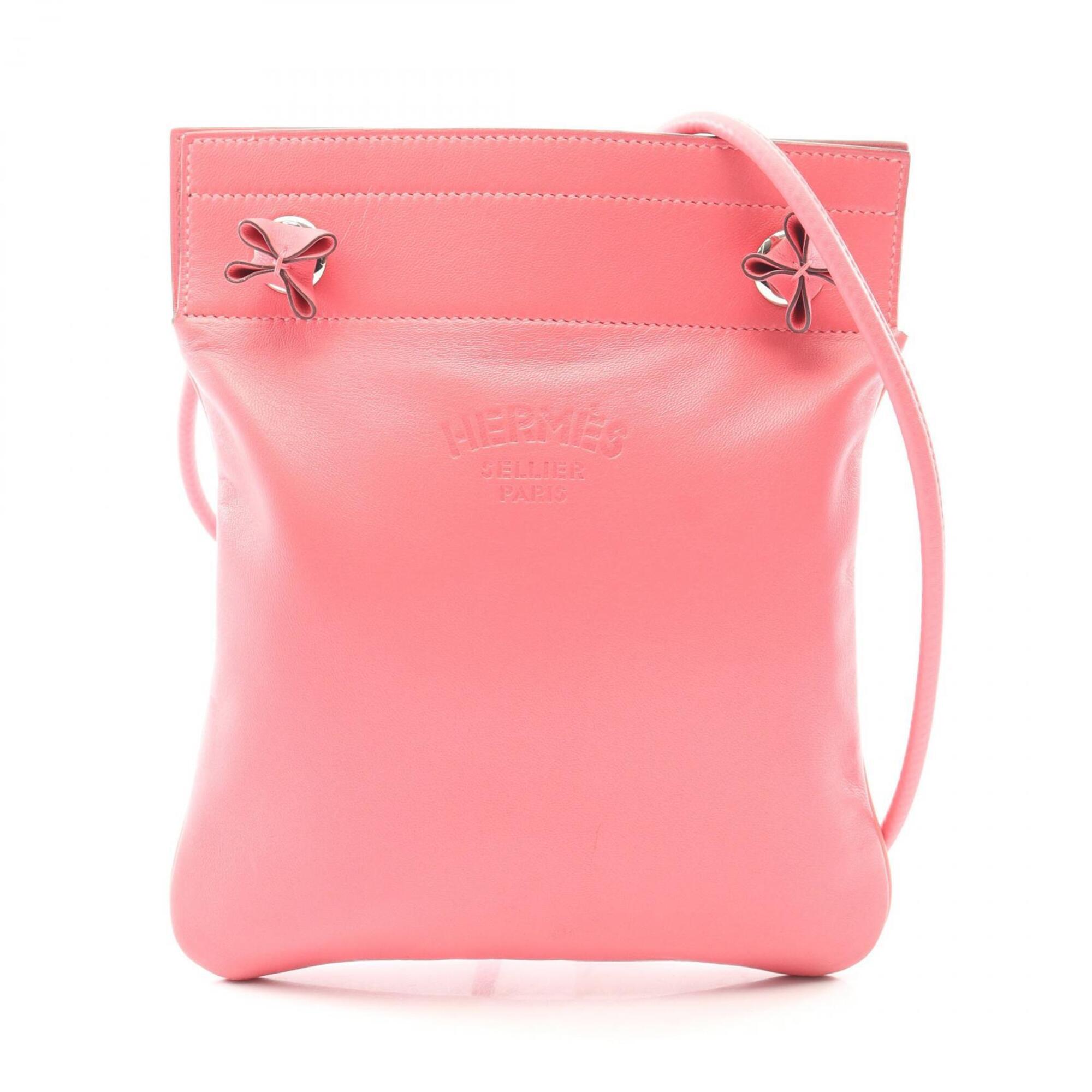 Hermes Pink Leather Handbag Shoulder Bag (Pre-Owned)