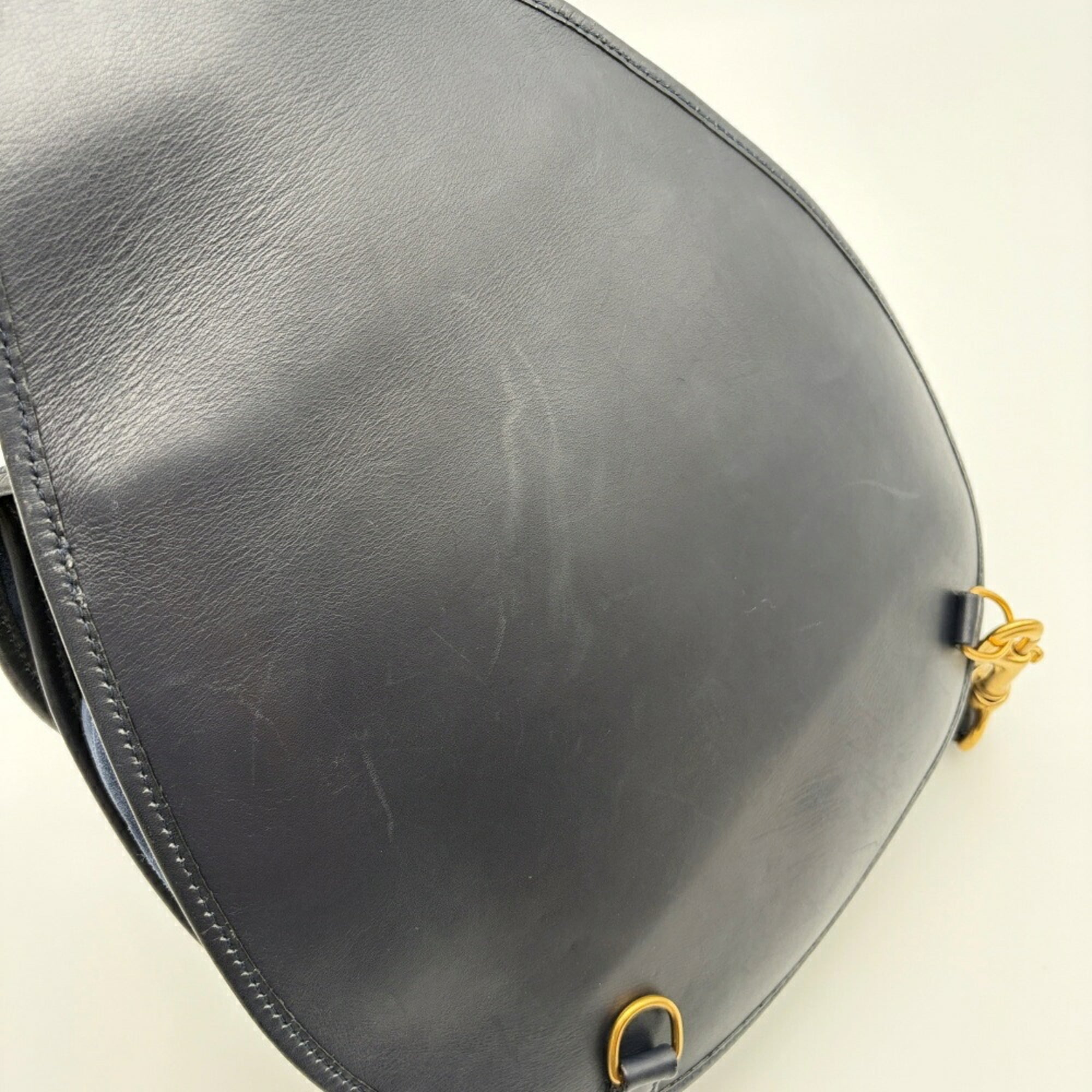 Gucci Navy Suede Leather Shoulder Bag Sling Bag (Pre-Owned)