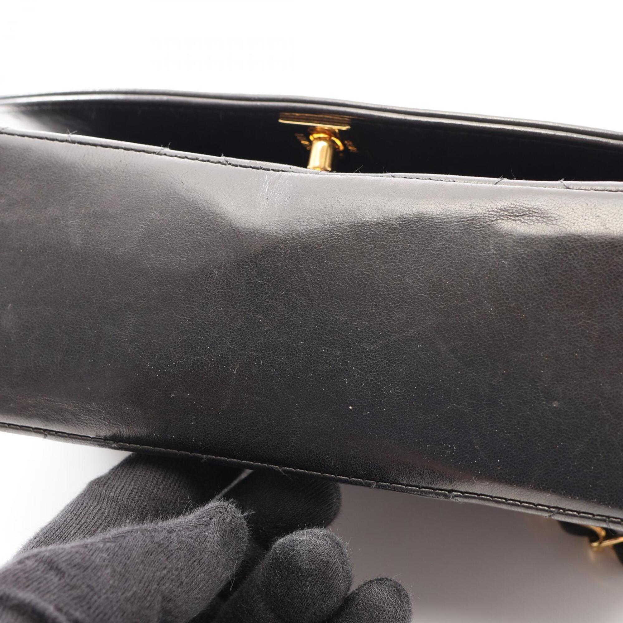 Chanel Black Leather Handbag Shoulder Bag (Pre-Owned)