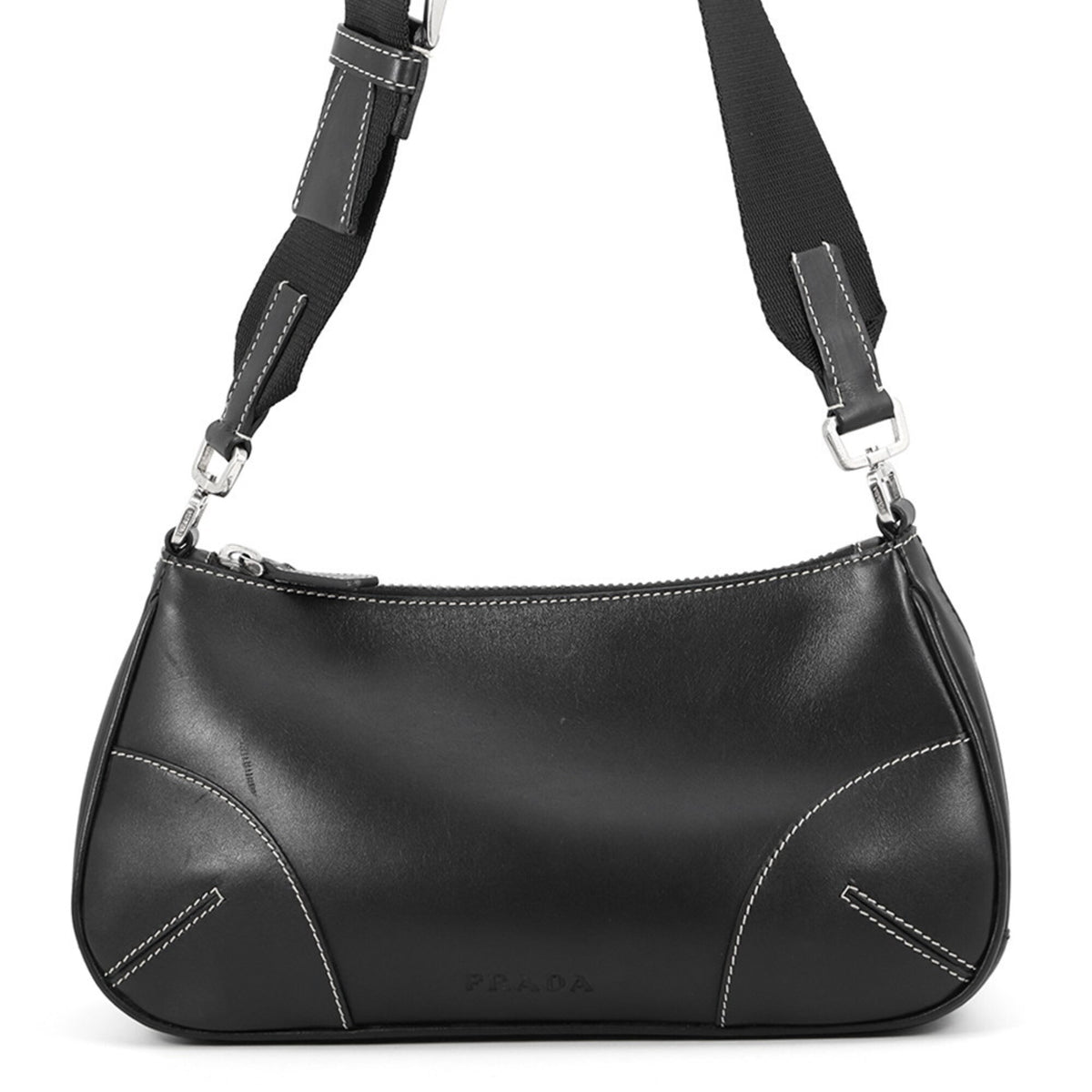 Prada Black Leather Handbag Shoulder Bag (Pre-Owned)