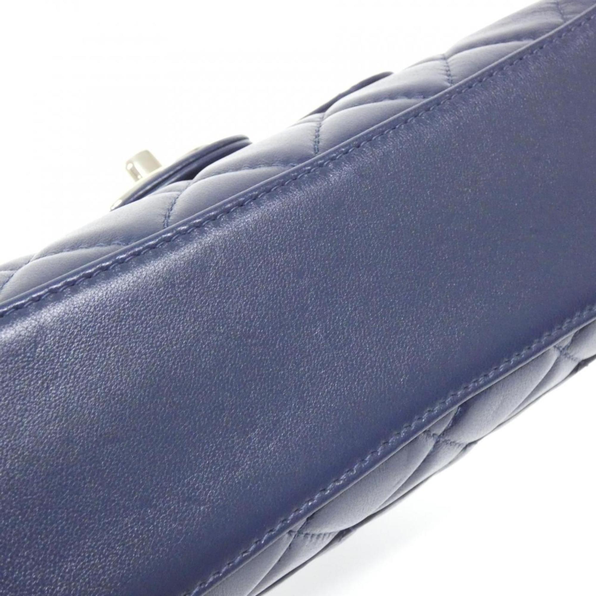 Chanel Navy Leather Handbag (Pre-Owned)