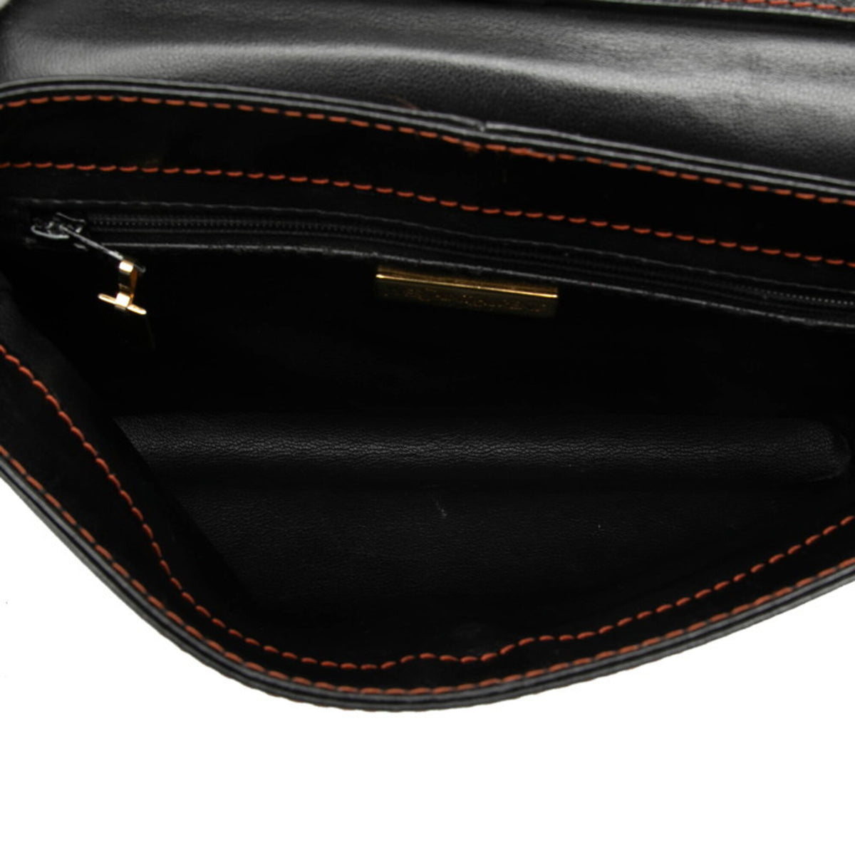 Saint Laurent Black Orange Leather Shoulder Bag (Pre-Owned)