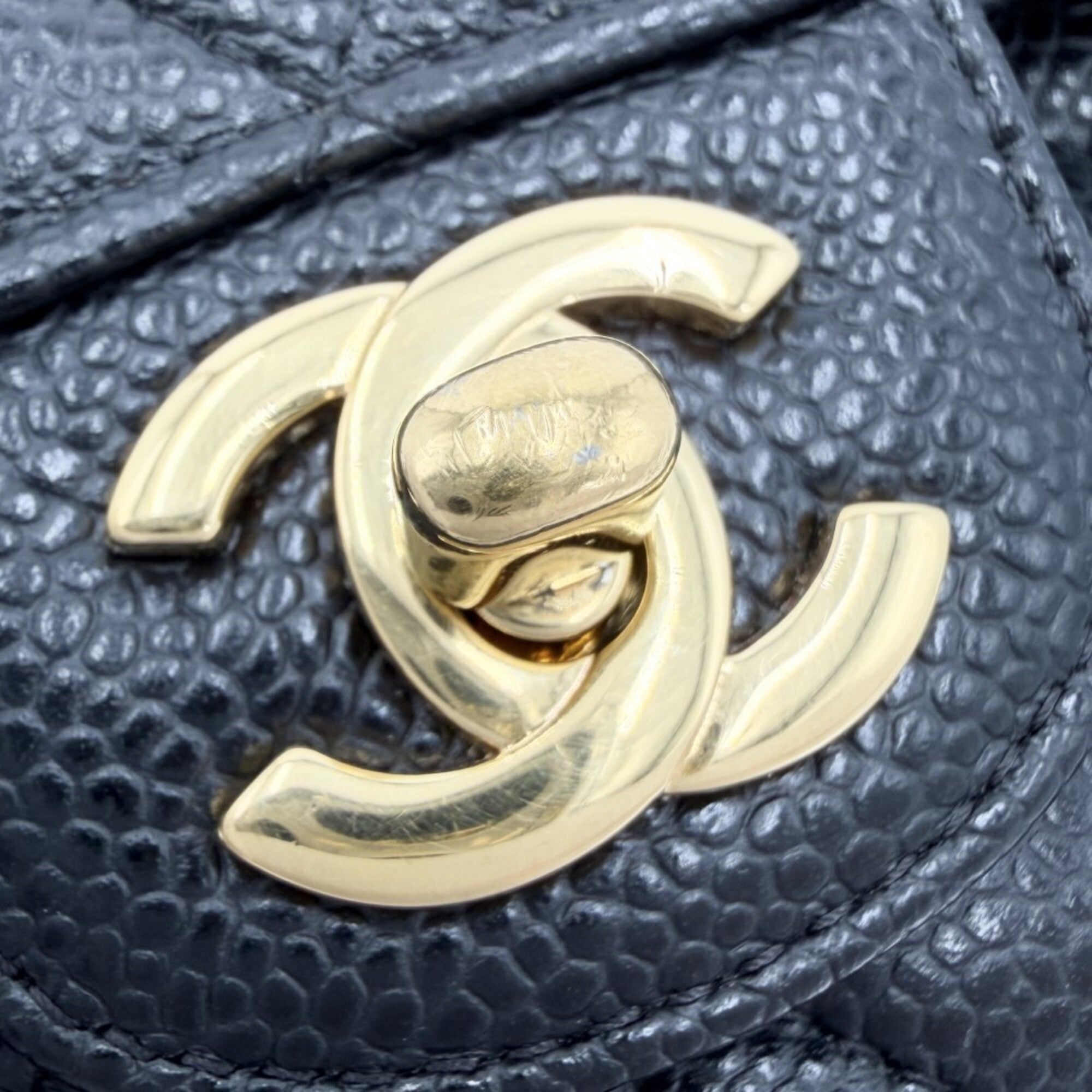 Chanel Matelasse Black Grained Calfskin Shoulder Bag (Pre-Owned)