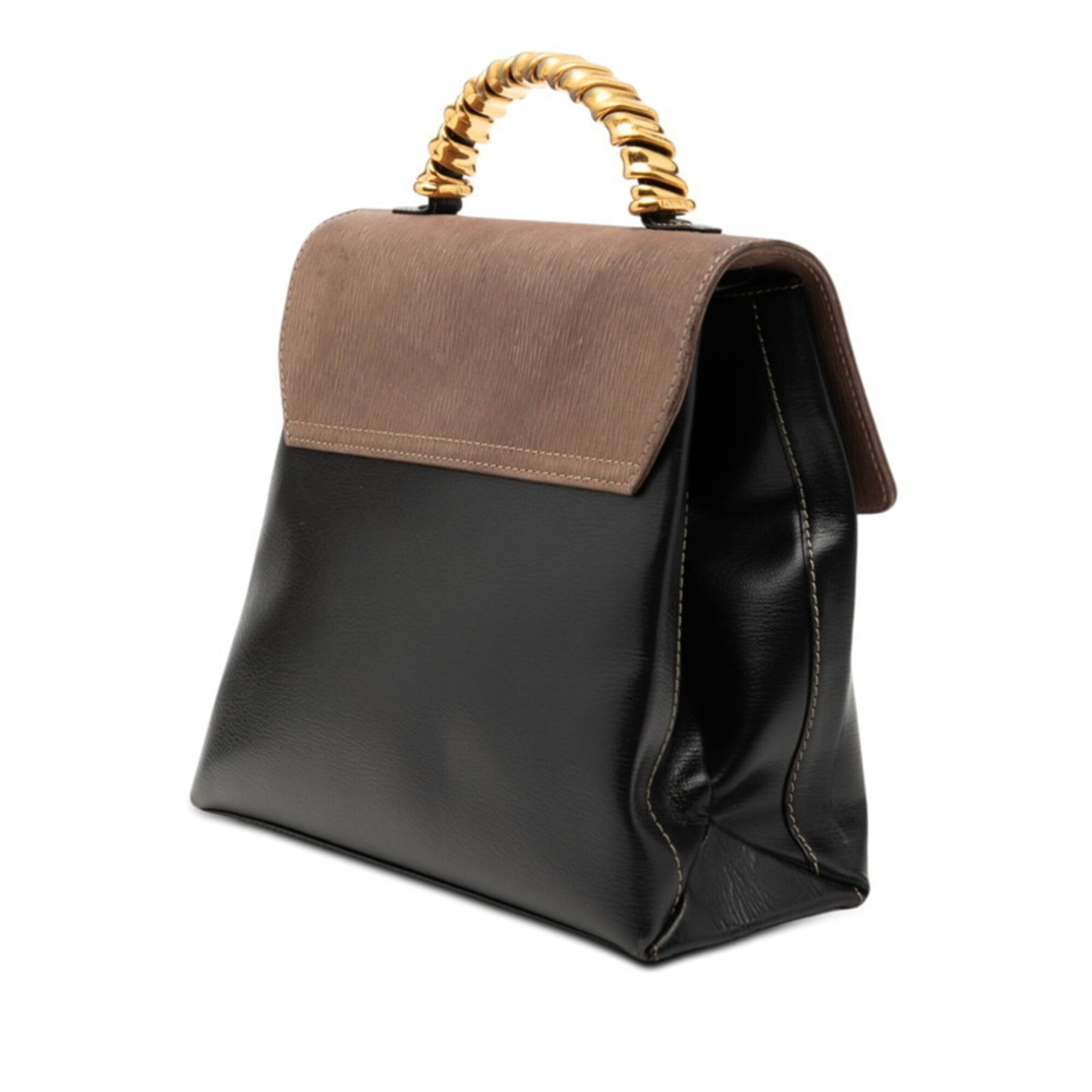 Loewe Black Brown Leather Handbag Shoulder Bag (Pre-Owned)