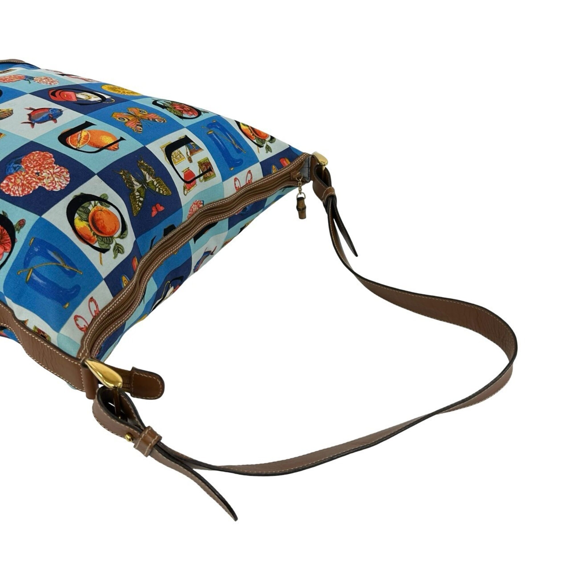 Gucci Brown Multi-Color Canvas Leather Shoulder Bag (Pre-Owned)
