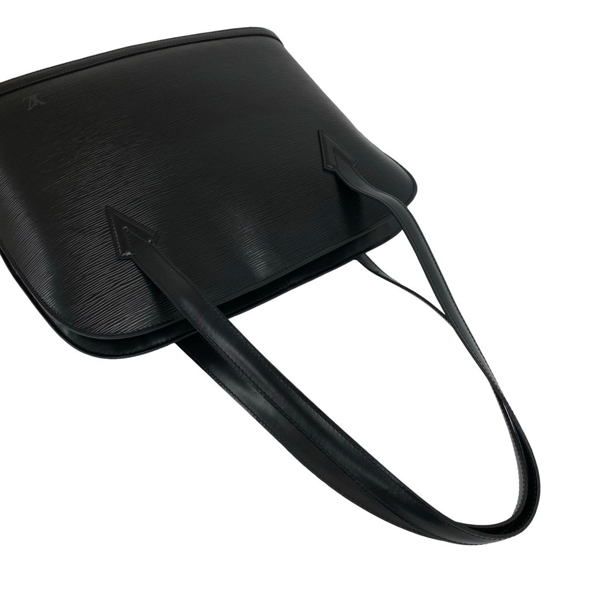 Louis Vuitton Black Leather Shoulder Bag Tote Bag (Pre-Owned)
