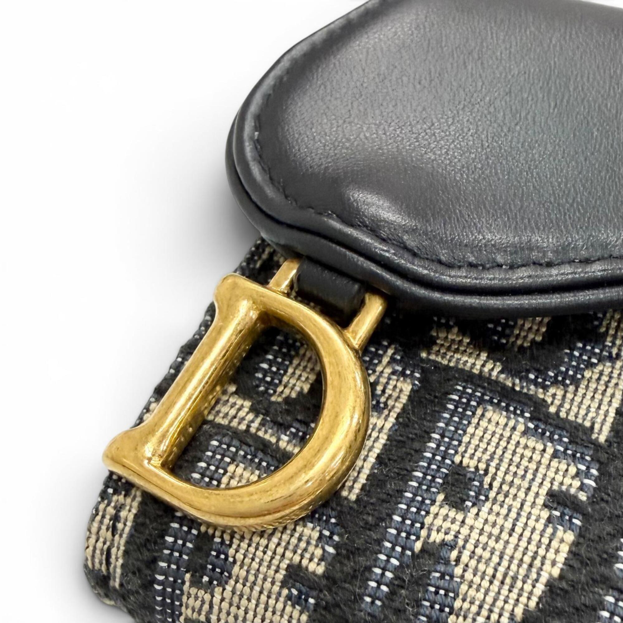 Christian Dior Navy Cotton Leather Wallet (Tri-Fold) (Pre-Owned)