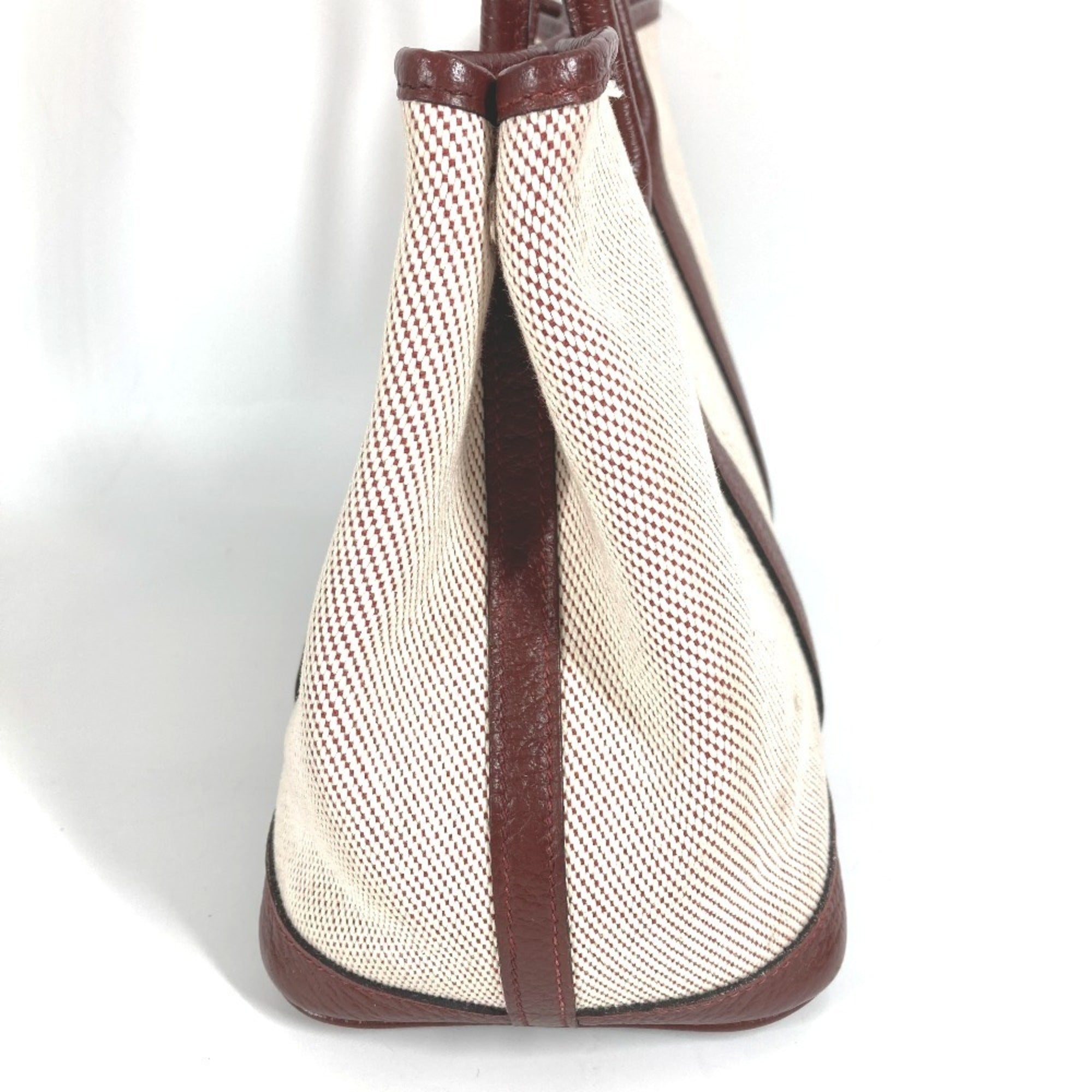 Hermes Garden Beige Wine Toile H Leather Handbag Tote Bag (Pre-Owned)