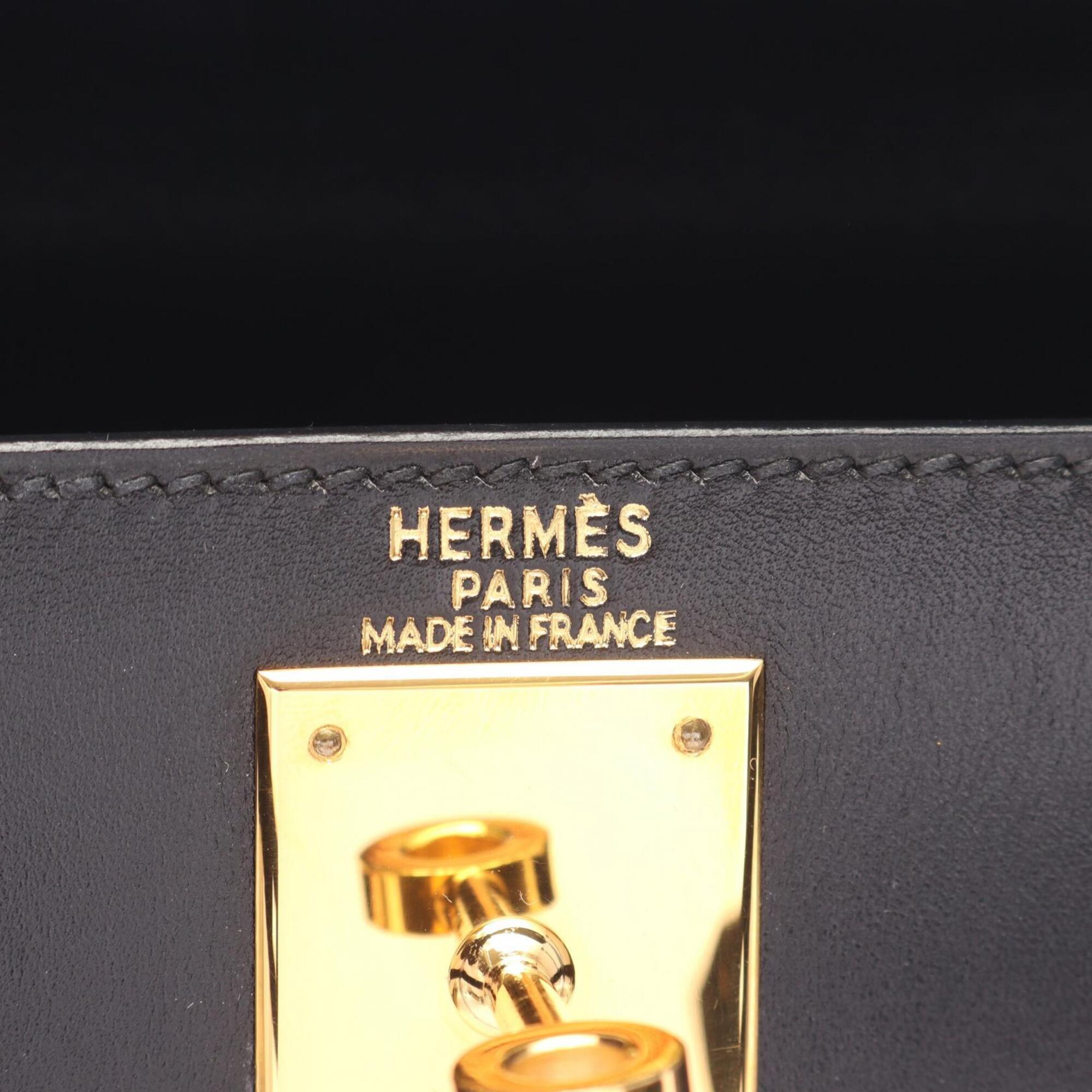 Hermes Black Box Calf Leather Handbag (Pre-Owned)