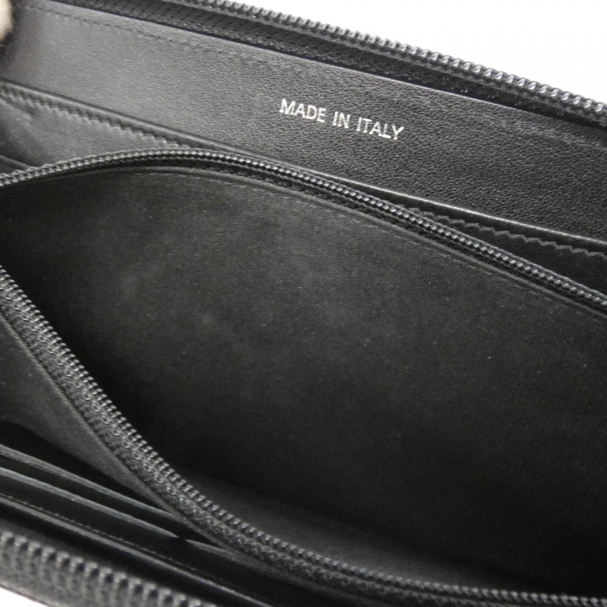 Chanel Black Grained Calfskin Long Wallet (Bi-Fold) (Pre-Owned)