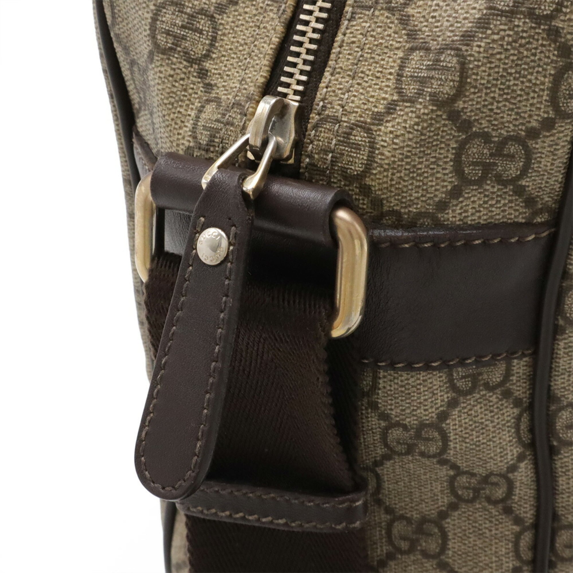 Gucci Gg Plus Beige Dark Brown Gg Supreme Leather Shoulder Bag (Pre-Owned)
