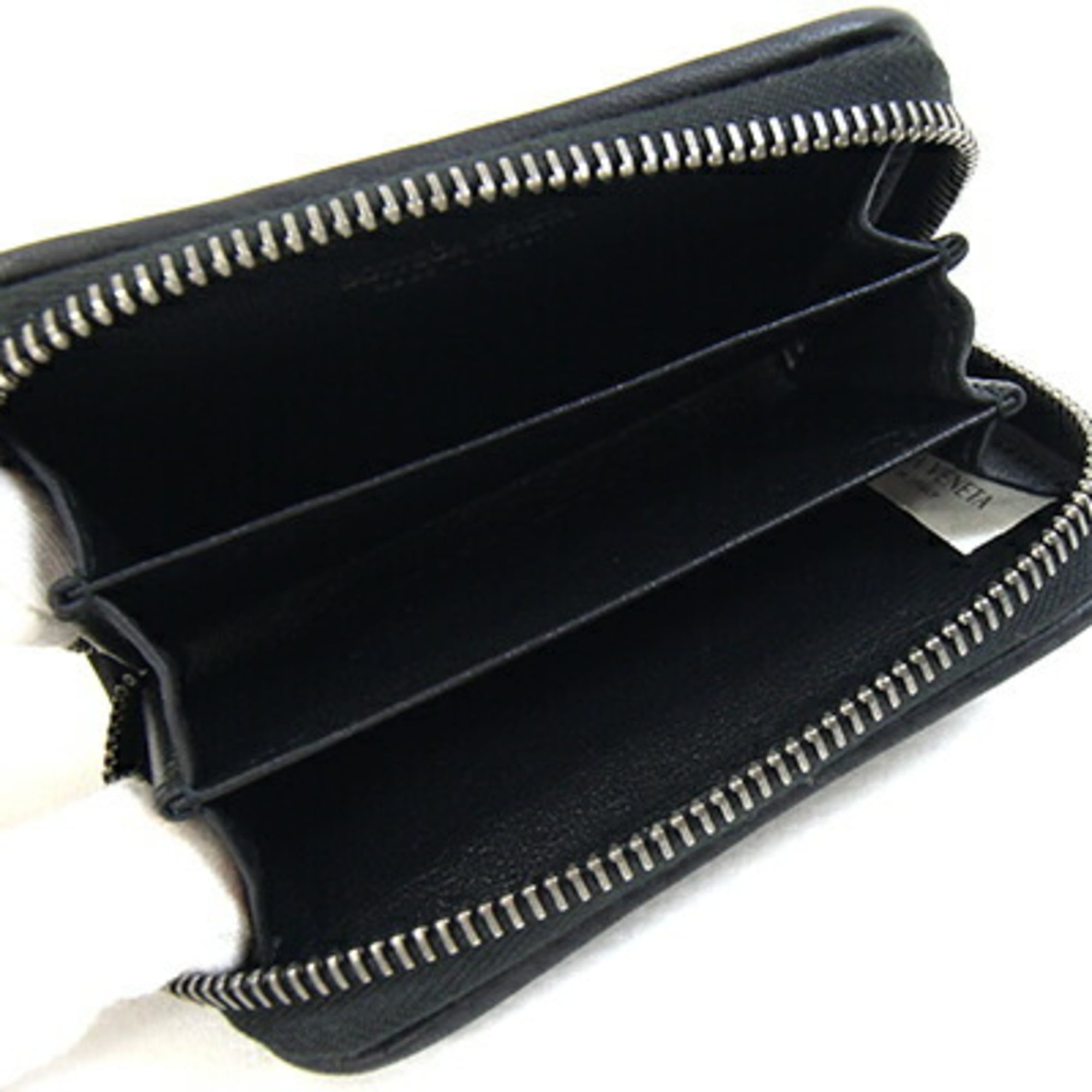 Bottega Veneta Intrecciato Black Leather Coin Purse/Coin Case (Pre-Owned)
