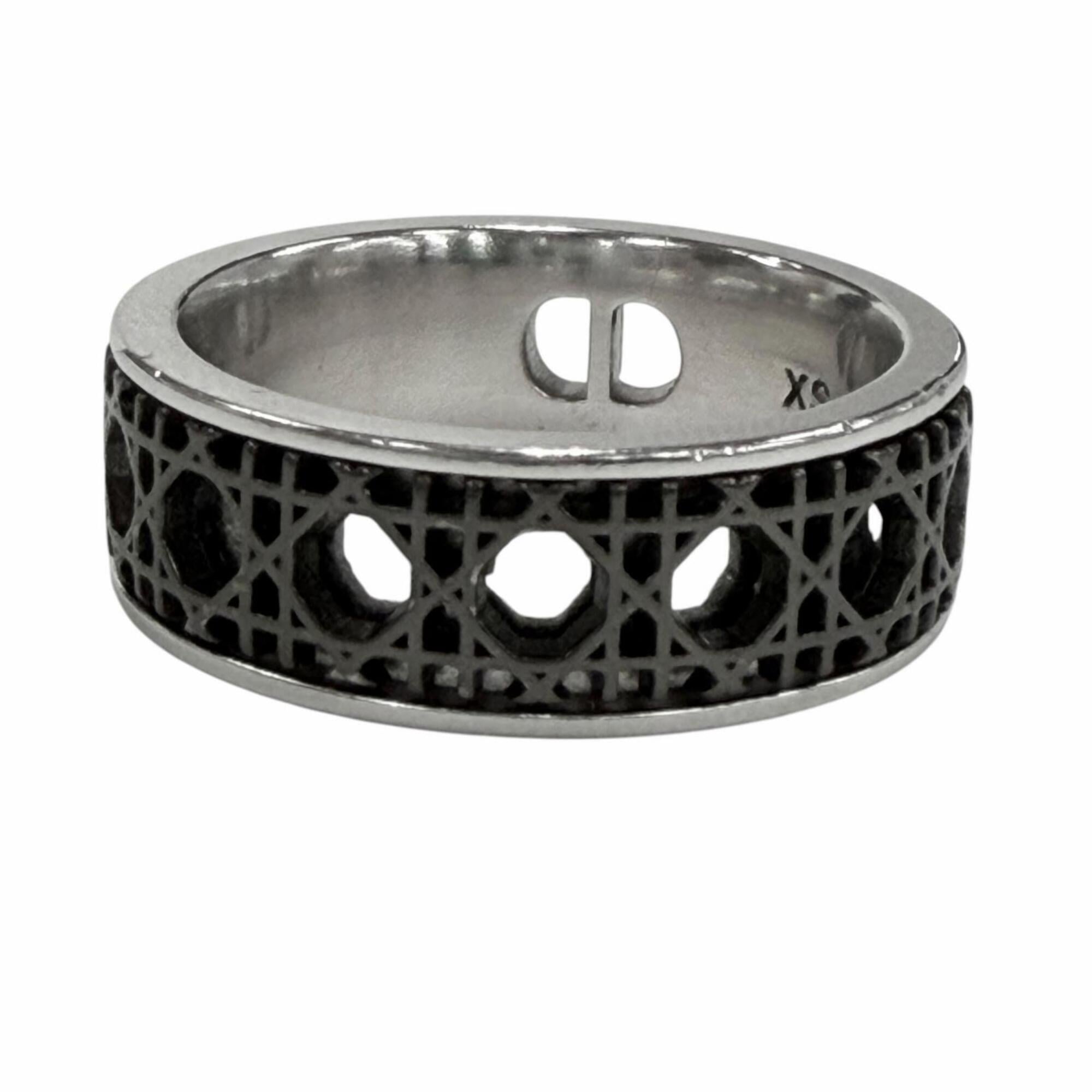 Dior Homme Silver Black Silver 925 Band Ring (Pre-Owned)