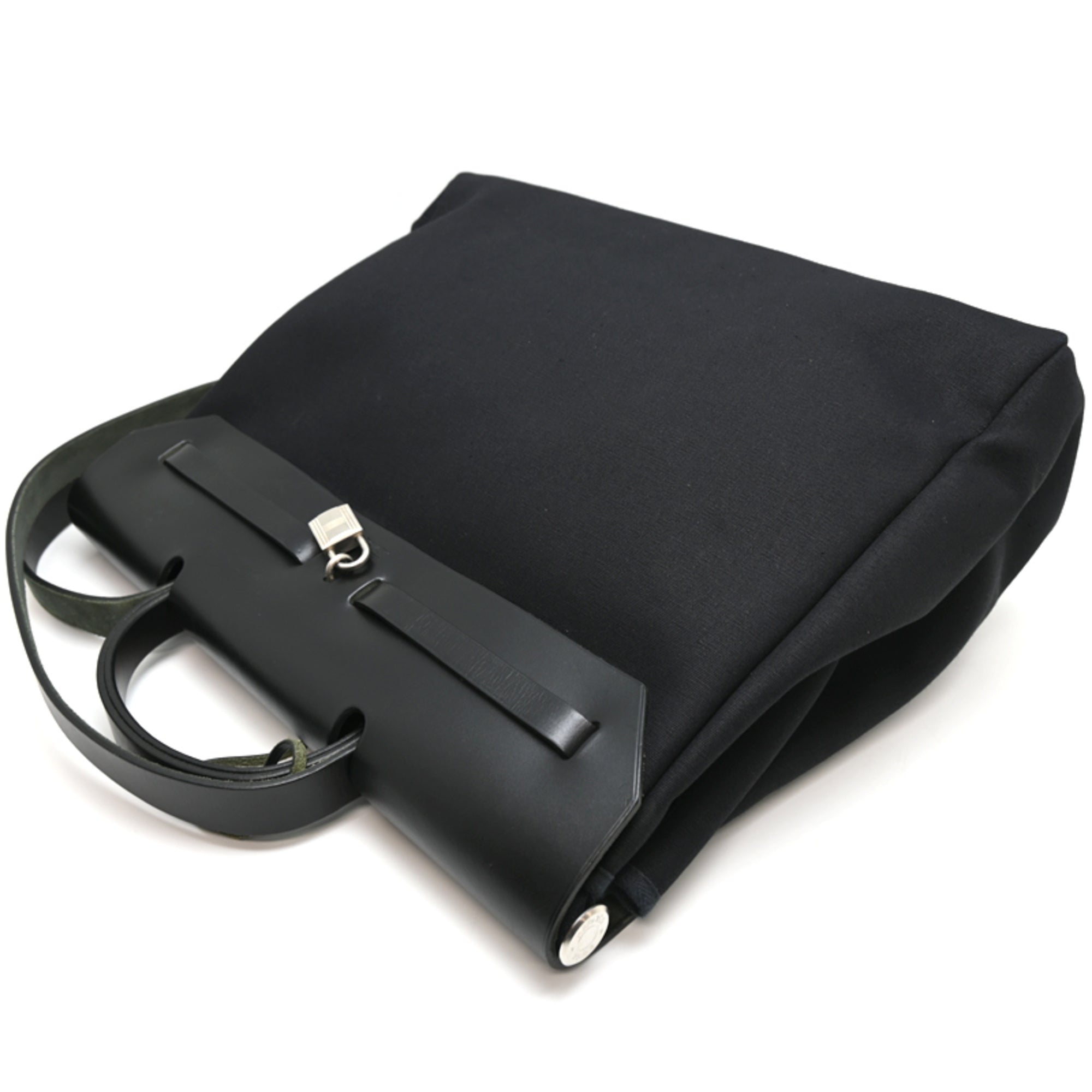 Hermes Black Toile Officier Shoulder Bag (Pre-Owned)