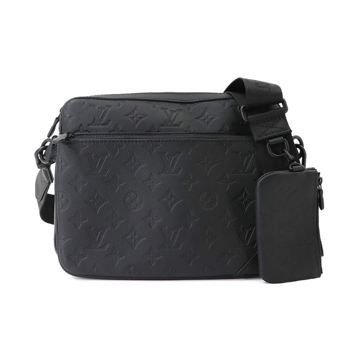 Louis Vuitton Black Noir Monogram Shadow Messenger Bag Shoulder Bag (Pre-Owned)