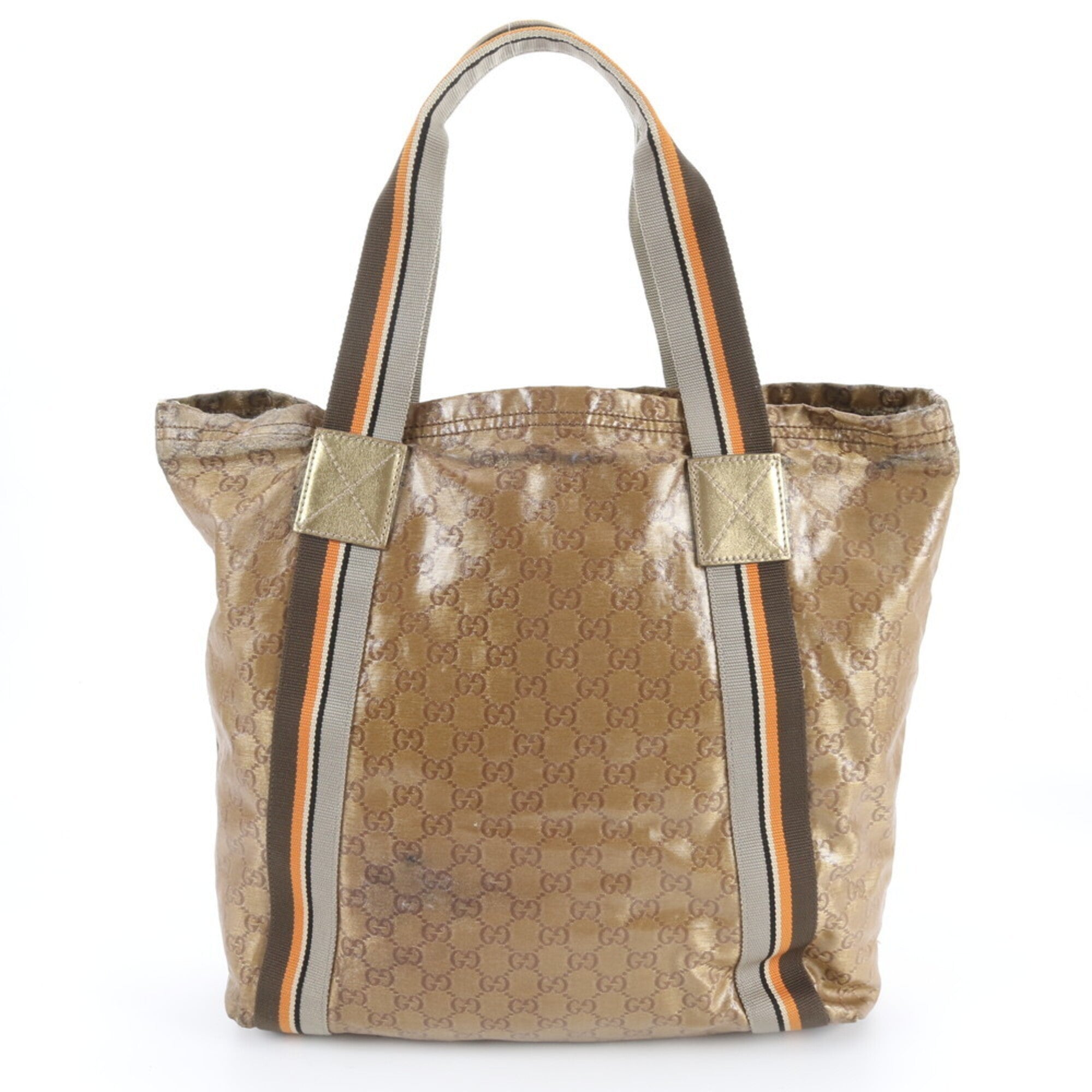 Gucci Brown Coated Canvas Leather Handbag Tote Bag (Pre-Owned)