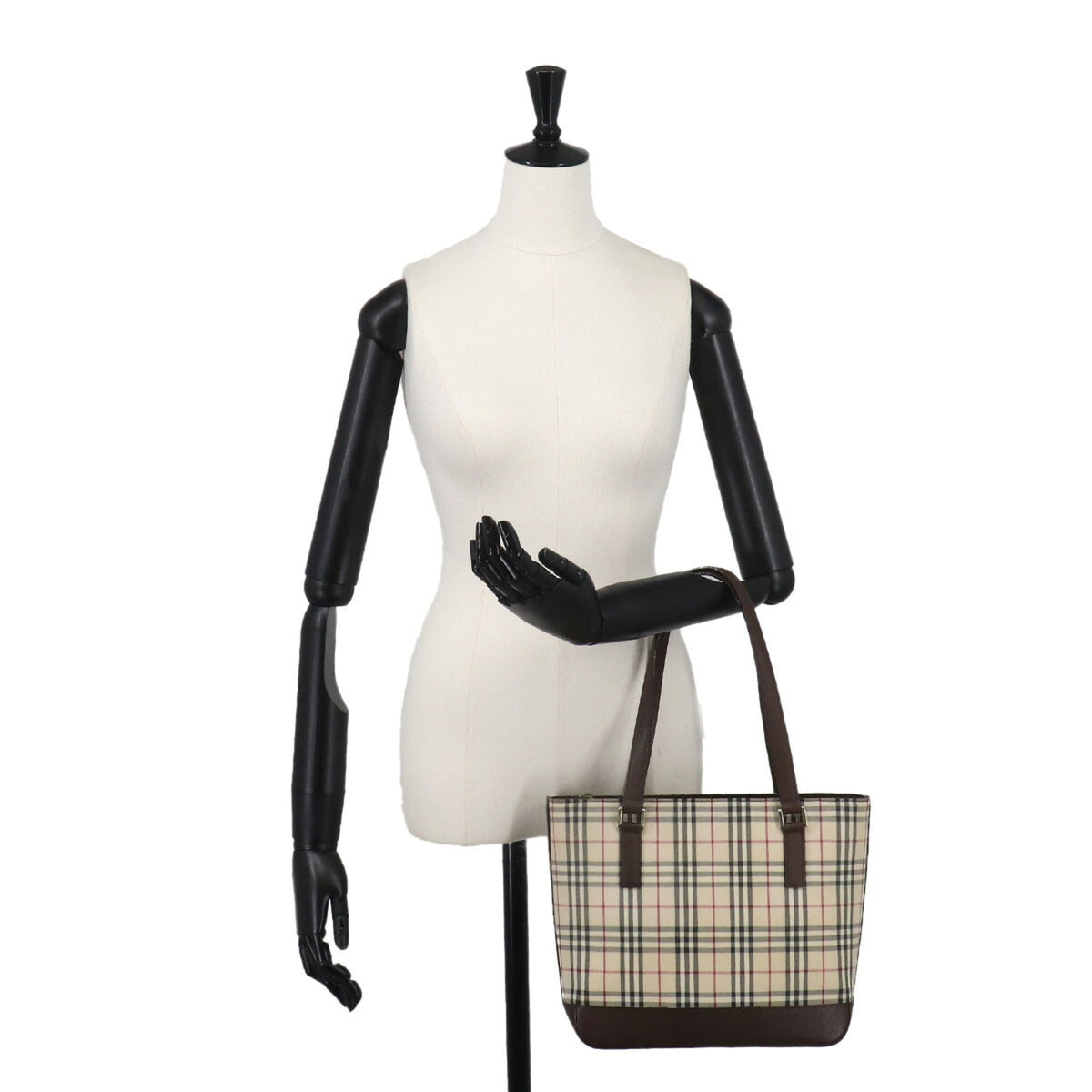 Burberry Beige Brown Canvas Leather Handbag (Pre-Owned)