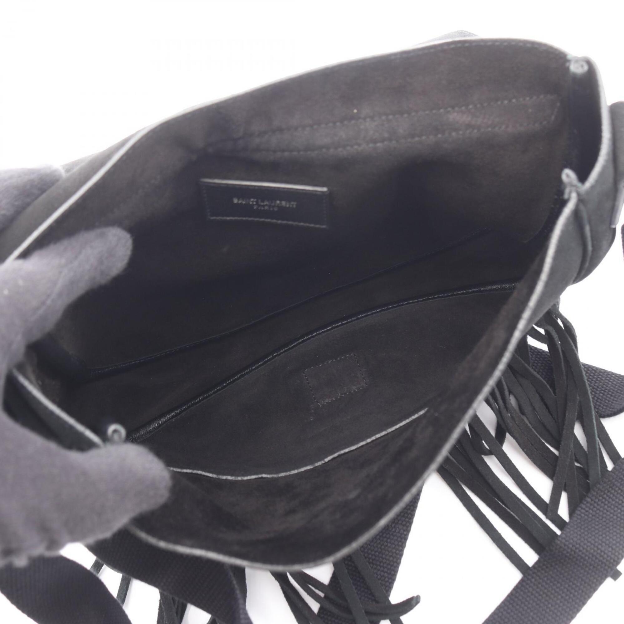 Yves Saint Laurent Black Suede Handbag Shoulder Bag (Pre-Owned)