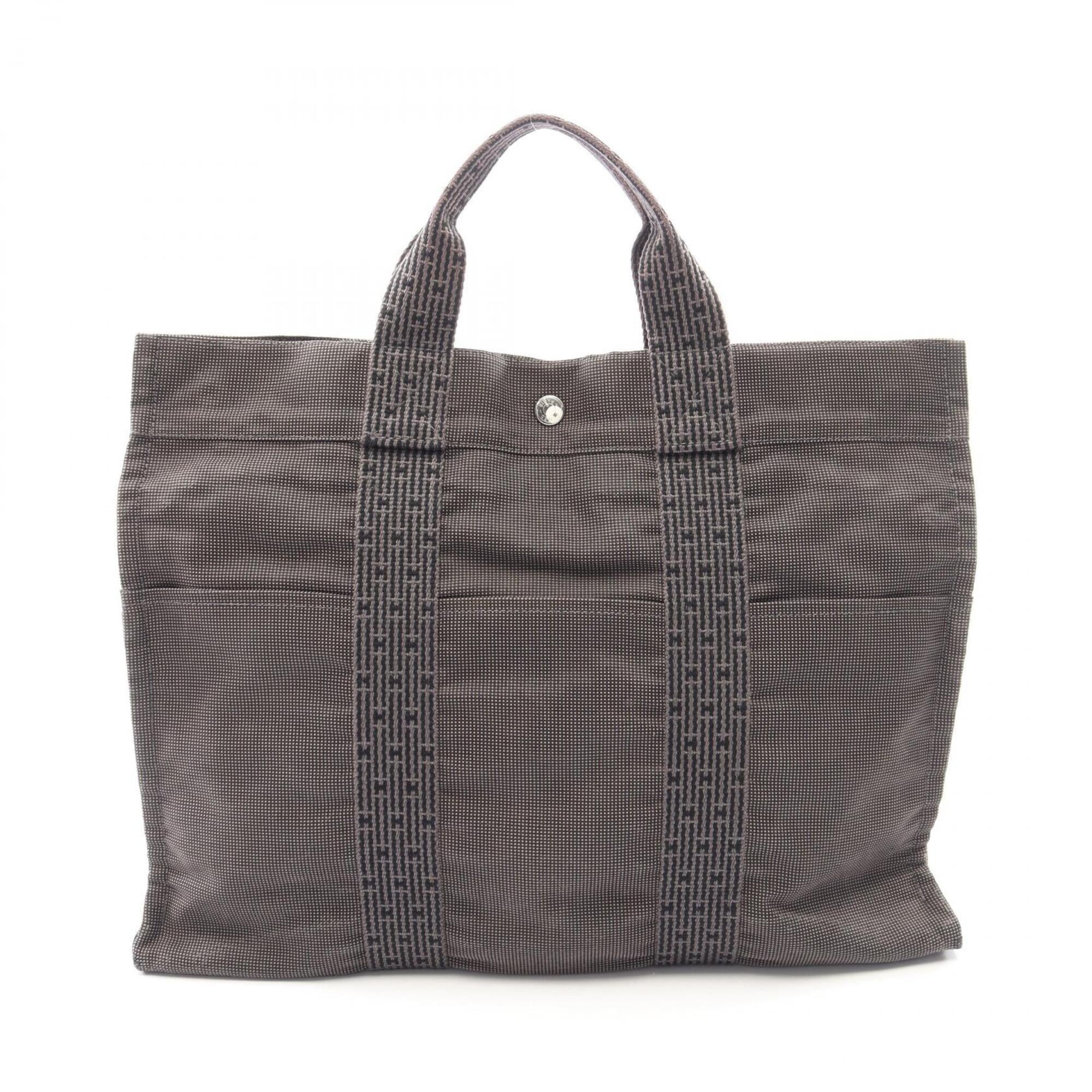 Hermes Gray Nylon Canvas Handbag Tote Bag (Pre-Owned)