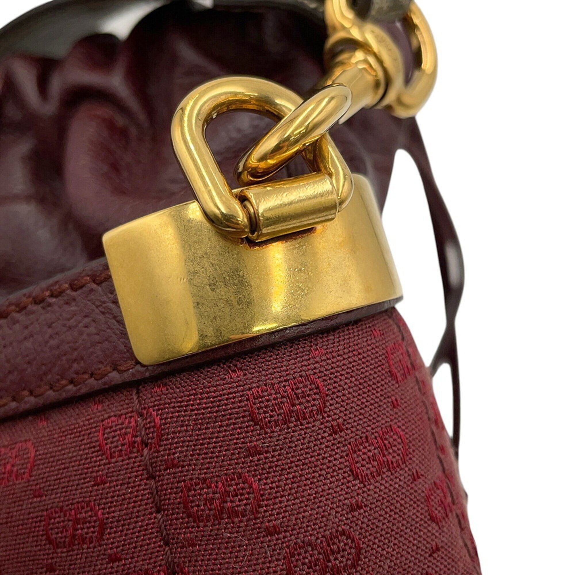 Gucci Bordeaux Gg Supreme Canvas Leather Shoulder Bag (Pre-Owned)
