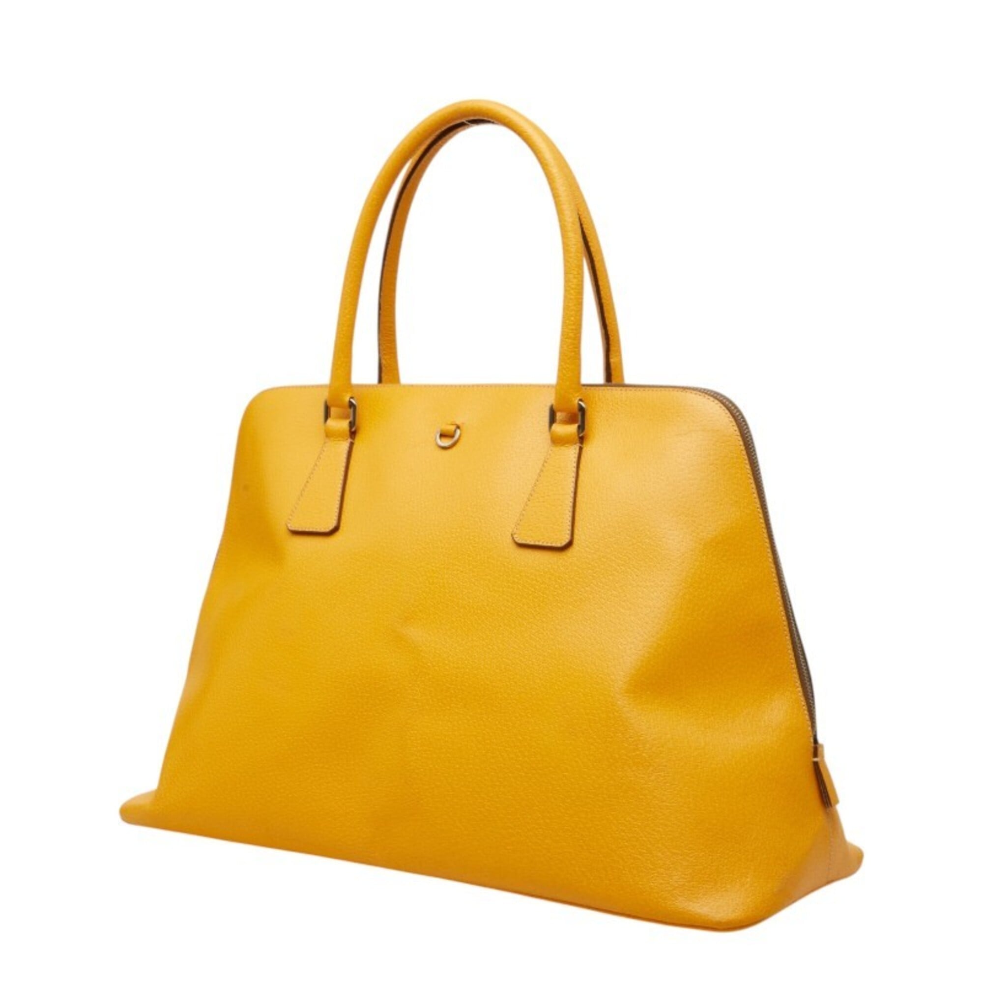Prada Yellow Leather Boston Bag Handbag (Pre-Owned)