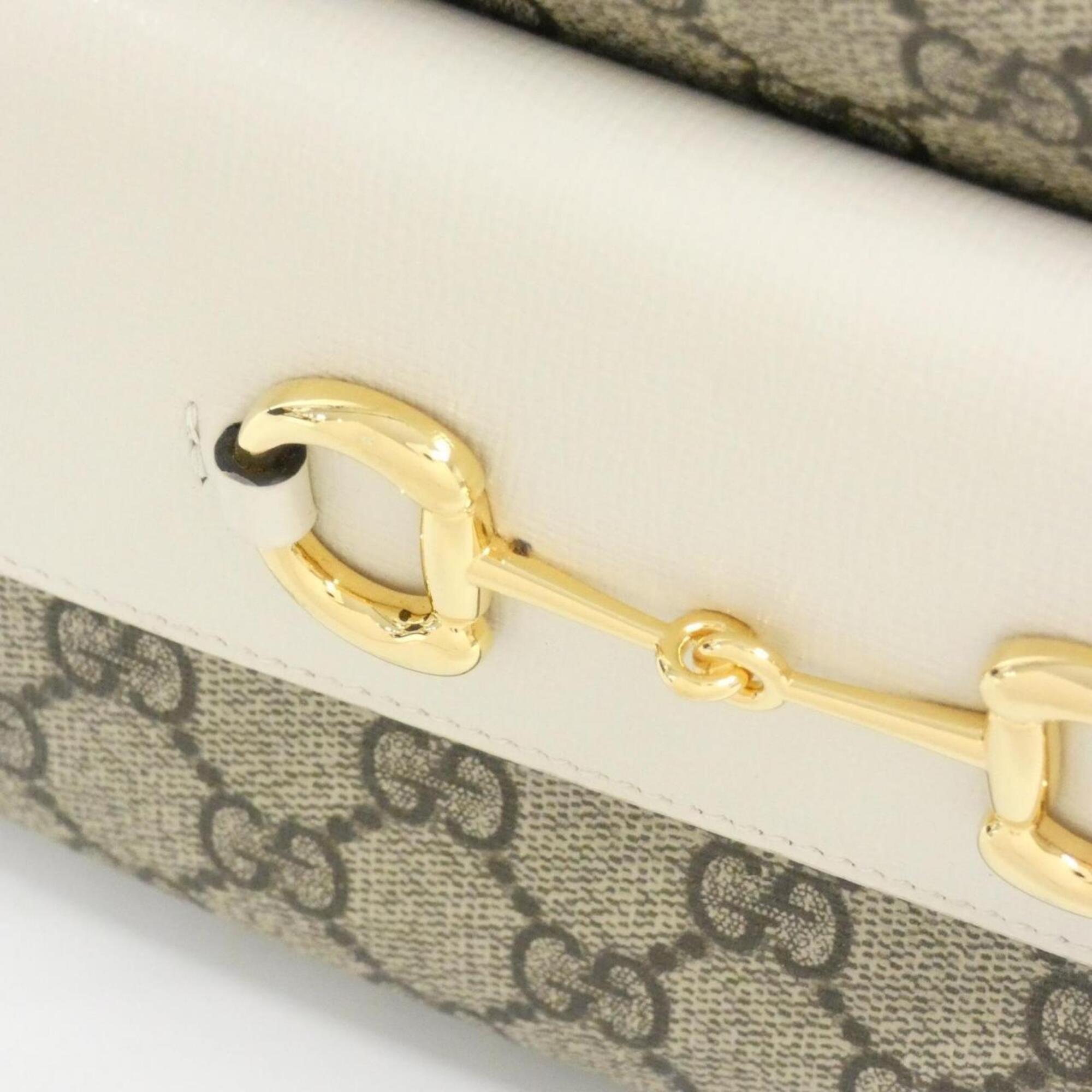 Gucci Beige White Gg Supreme Leather Shoulder Bag (Pre-Owned)