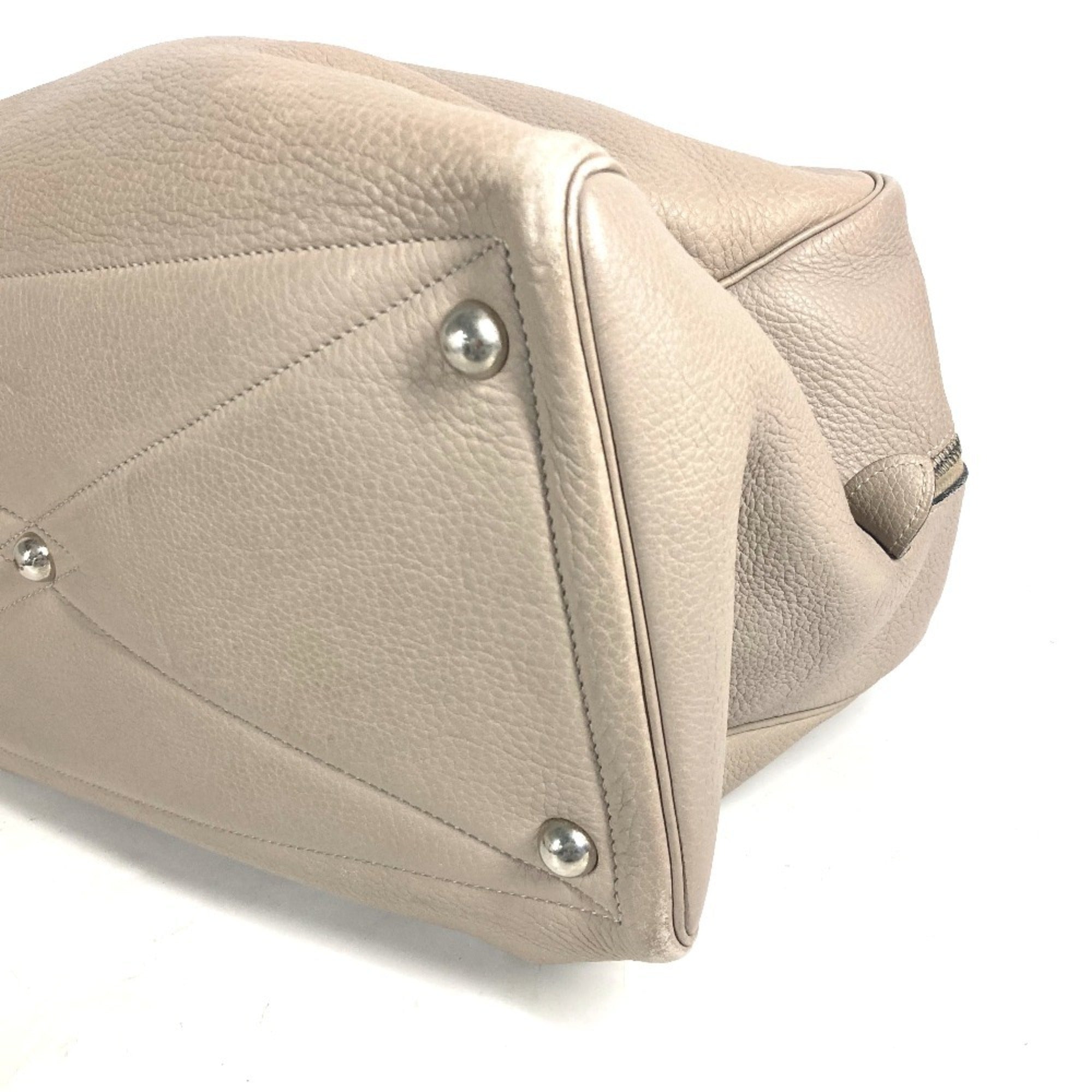 Hermes Beige Taurillon Clemence Leather Boston Bag Shoulder Bag (Pre-Owned)