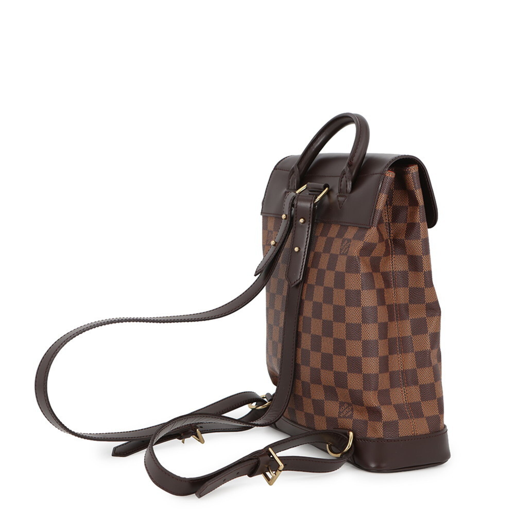 Louis Vuitton Damier Canvas Ebene Red Color Exotic Leather Backpack Handbag (Pre-Owned)