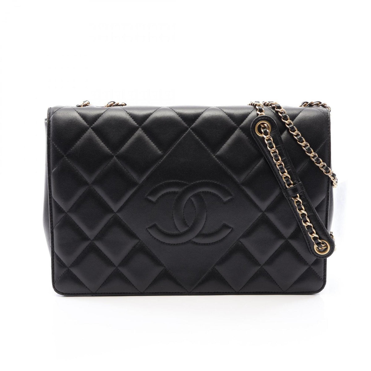 Chanel Black Leather Handbag Shoulder Bag (Pre-Owned)