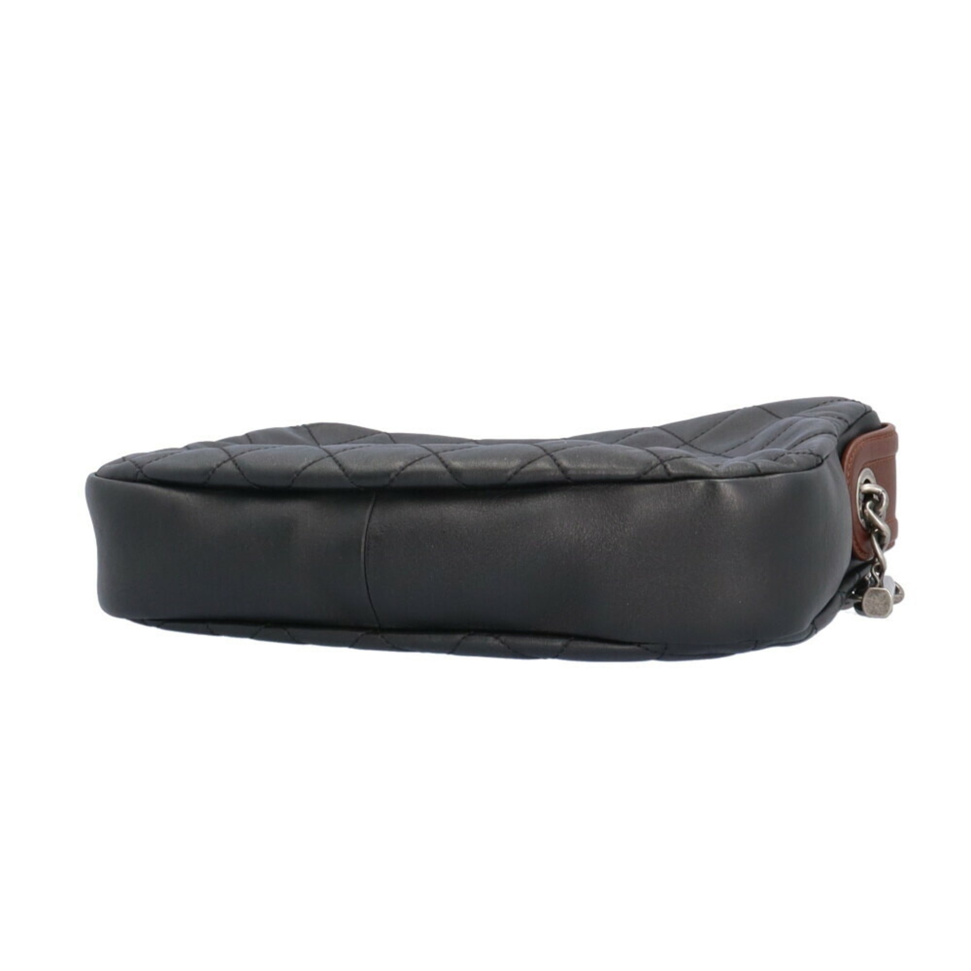 Chanel Black Brown Leather Shoulder Bag (Pre-Owned)