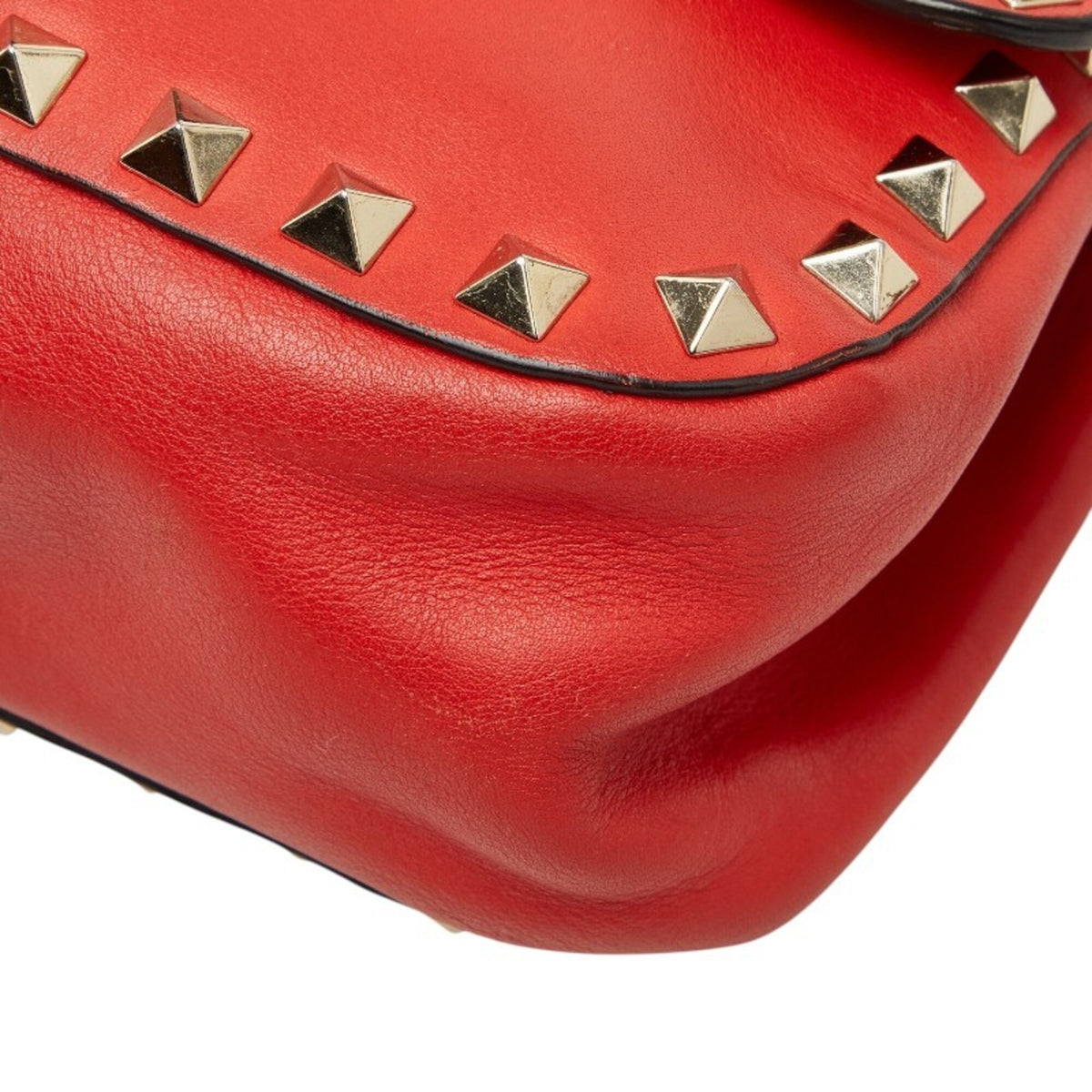 Valentino Red Color Leather Shoulder Bag (Pre-Owned)