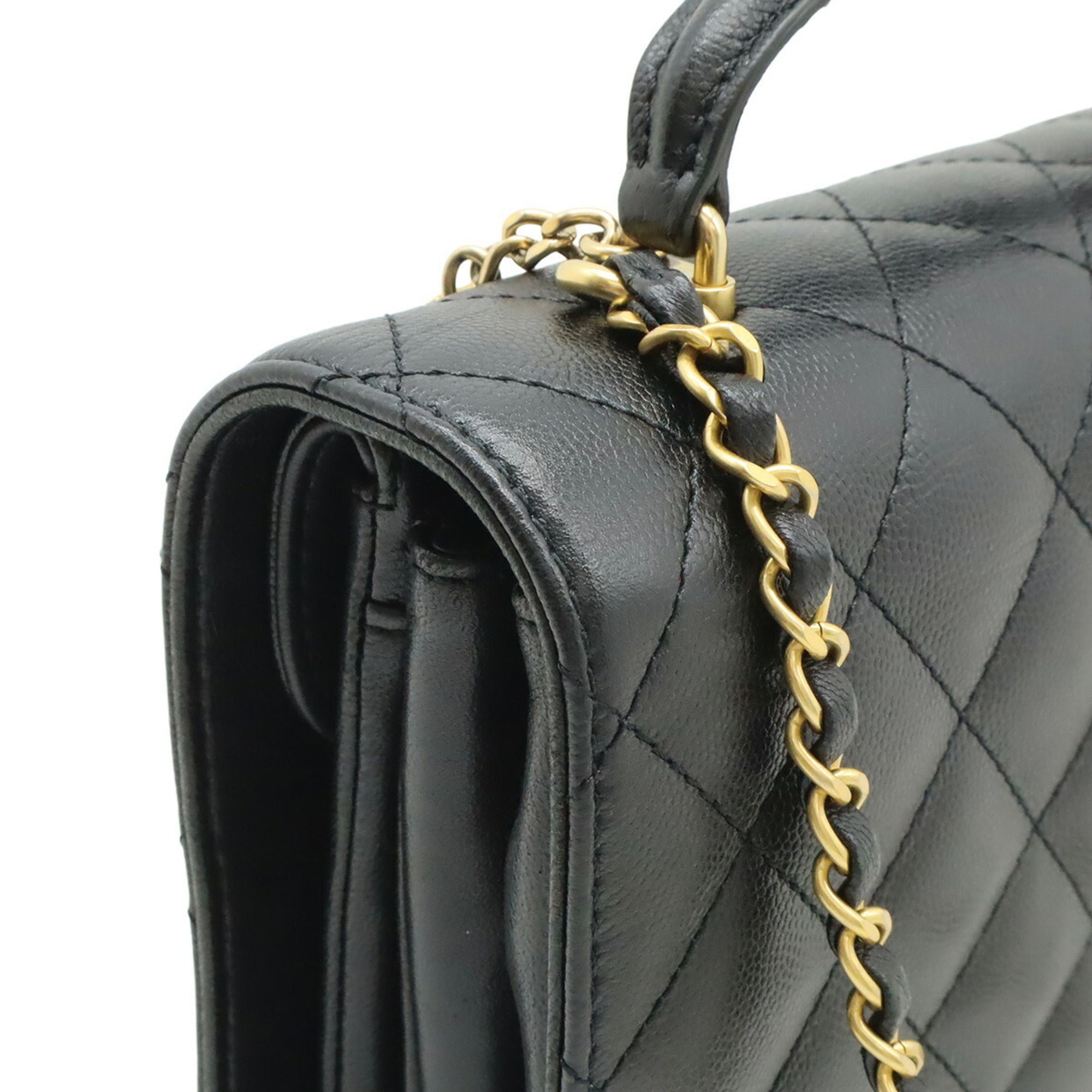 Chanel Matelasse Black Grained Calfskin Handbag Shoulder Bag (Pre-Owned)