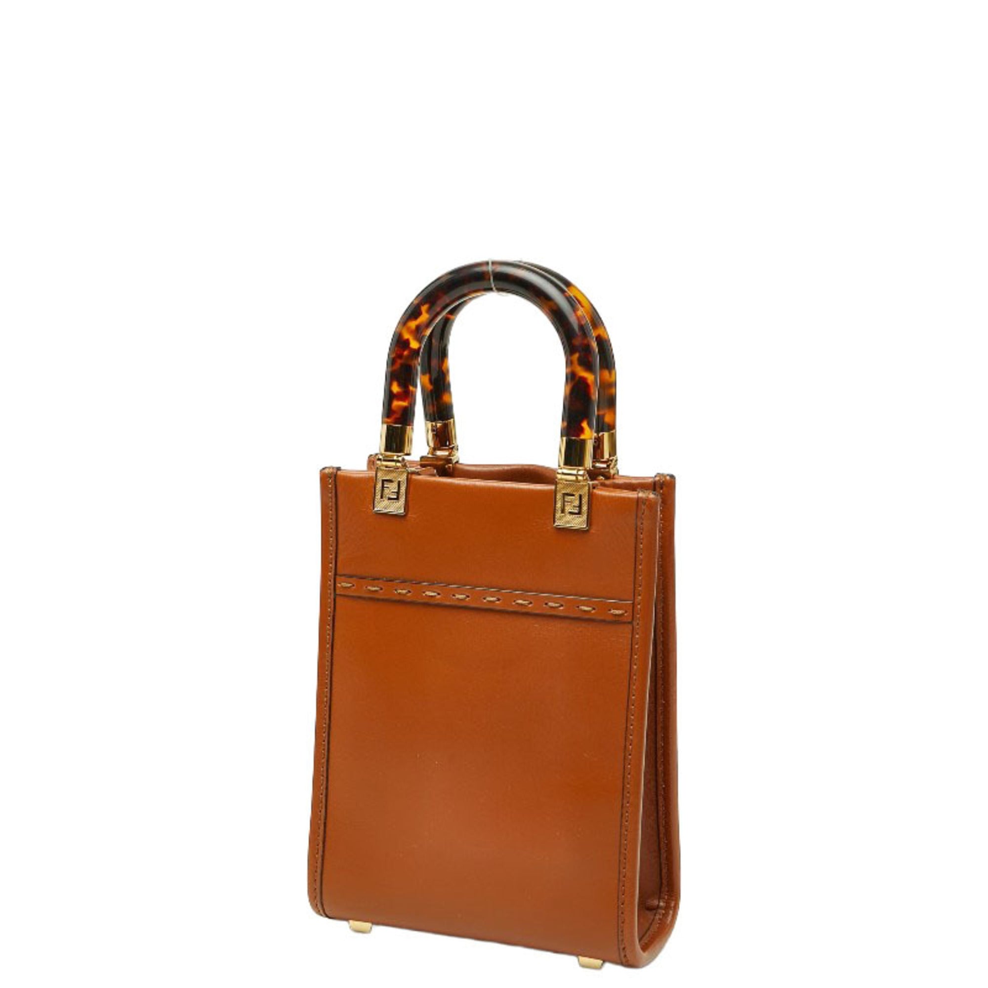 Fendi Brown Leather Handbag Shoulder Bag (Pre-Owned)