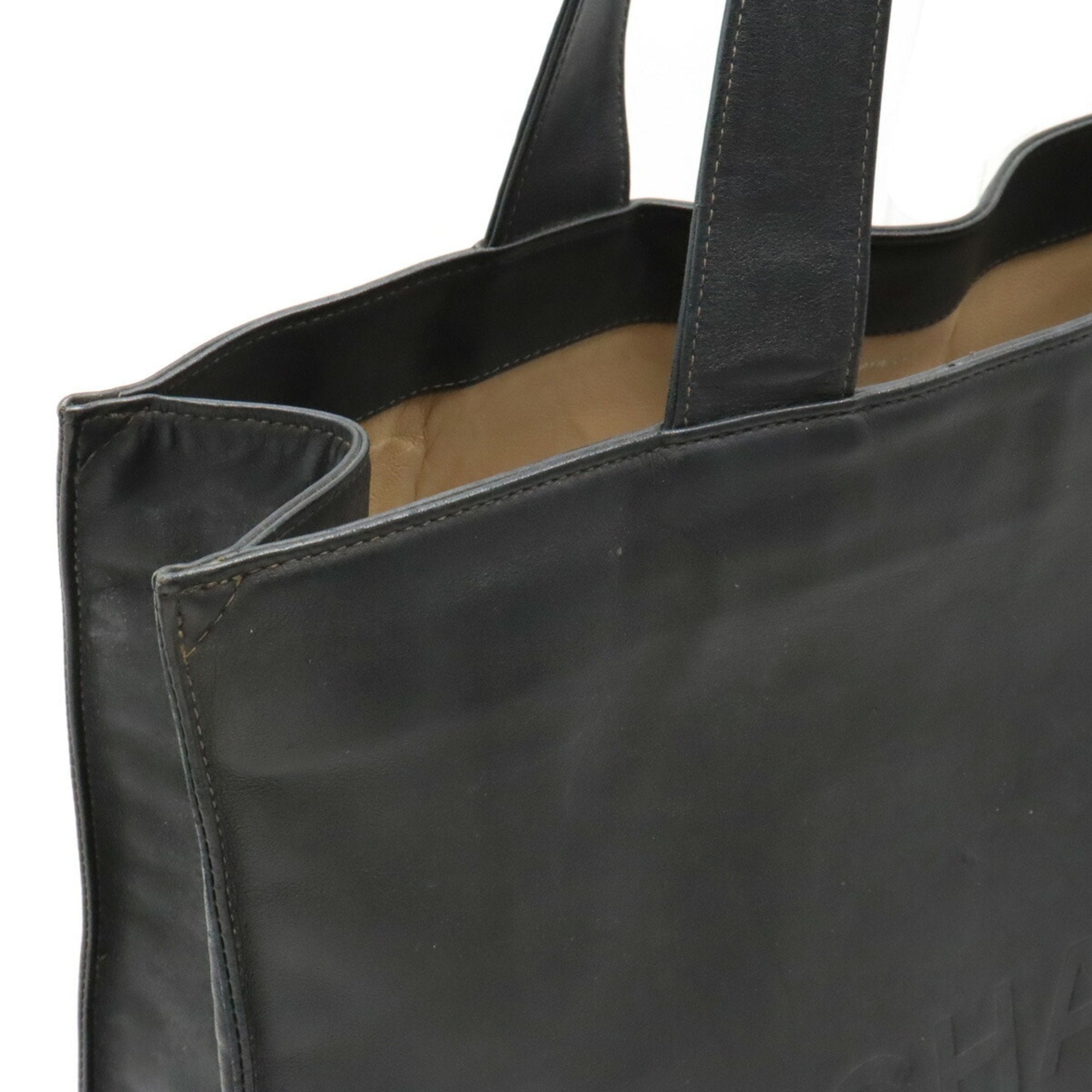 Chanel Black Leather Shoulder Bag Tote Bag (Pre-Owned)
