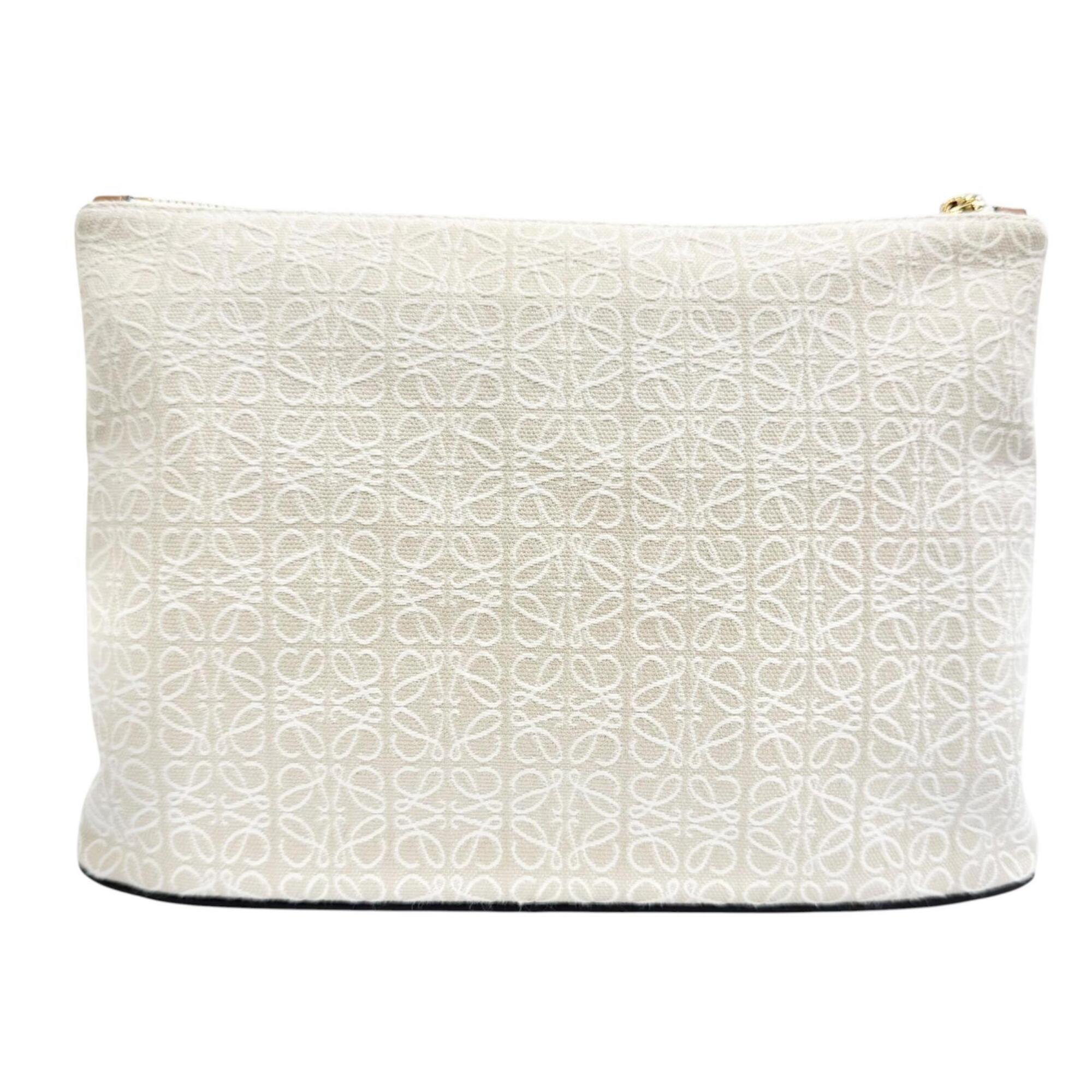 Loewe Beige Brown Leather Clutch Bag Pouch (Pre-Owned)
