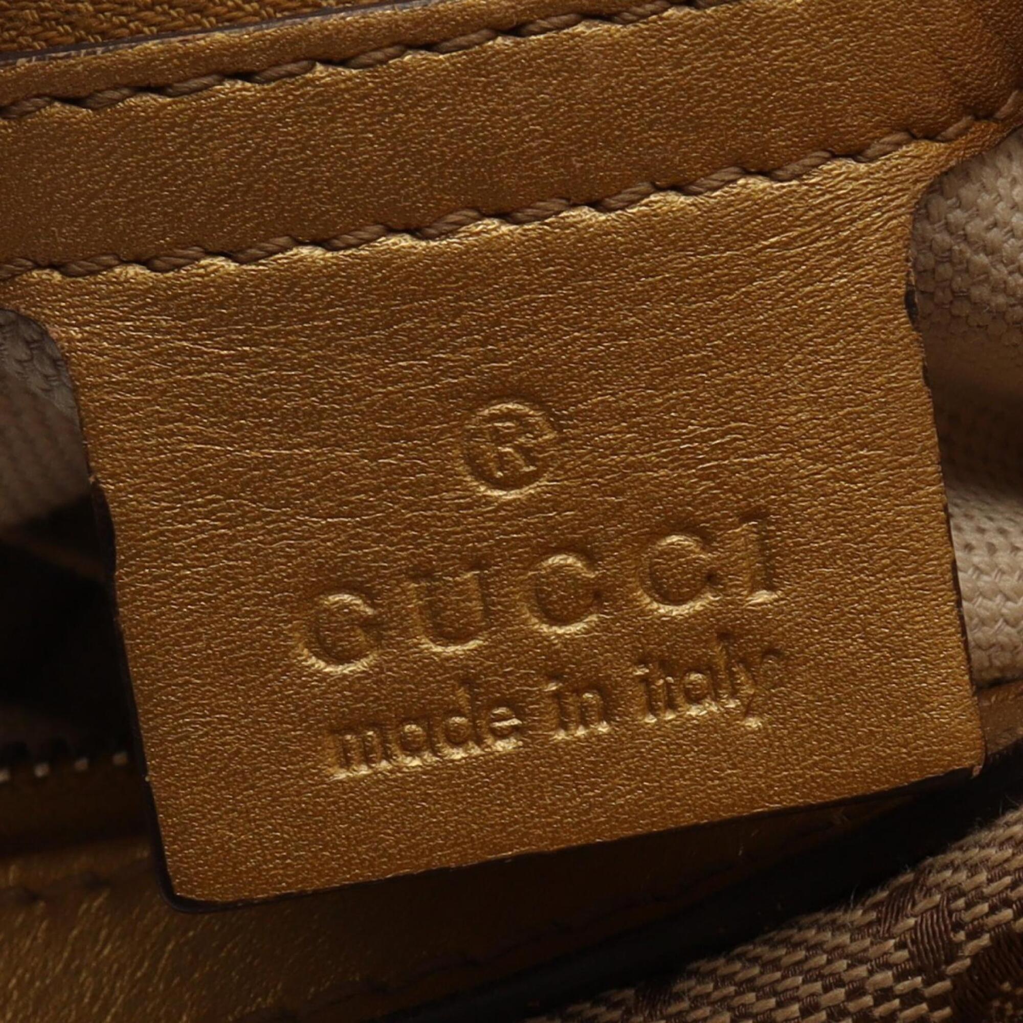 Gucci Beige Canvas Leather Handbag Shoulder Bag (Pre-Owned)