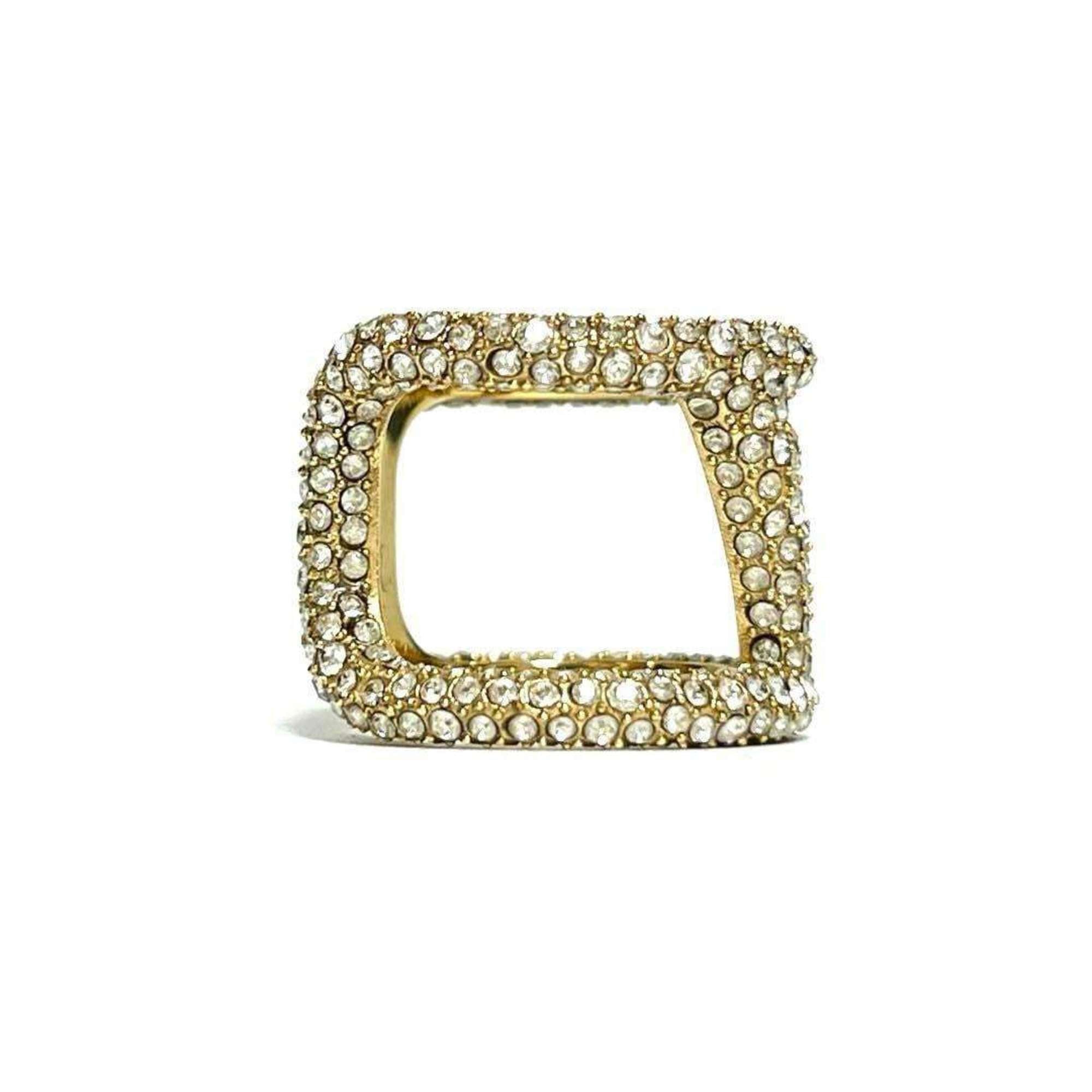 Valentino Gold Metal Rhinestone Band Ring (Pre-Owned)