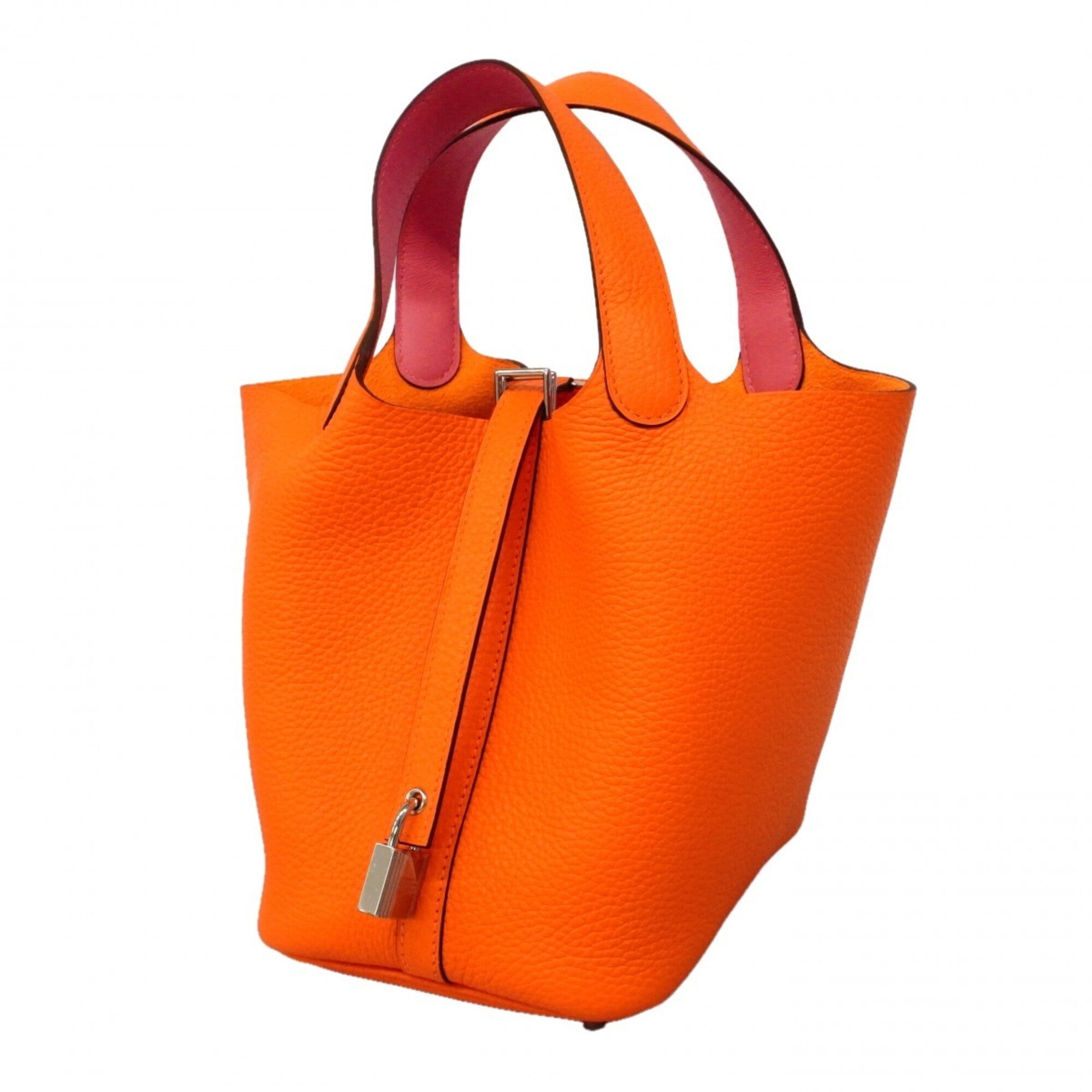 Hermes Orange Taurillon Clemence Leather Swift Leather Handbag (Pre-Owned)