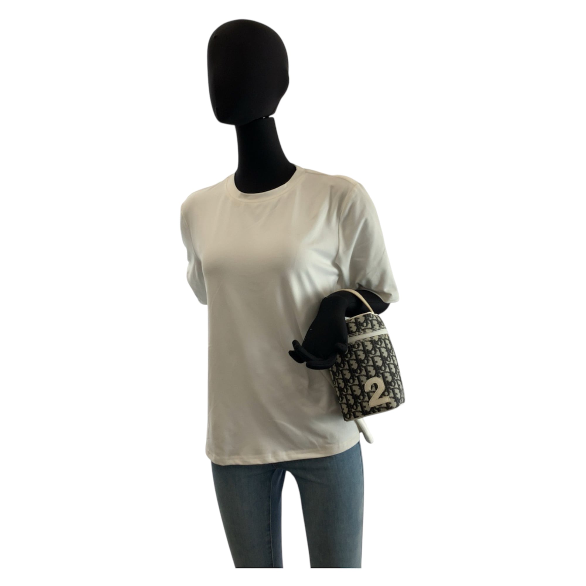 Christian Dior Trotter Black White Pvc Leather Handbag Vanity Bag (Pre-Owned)