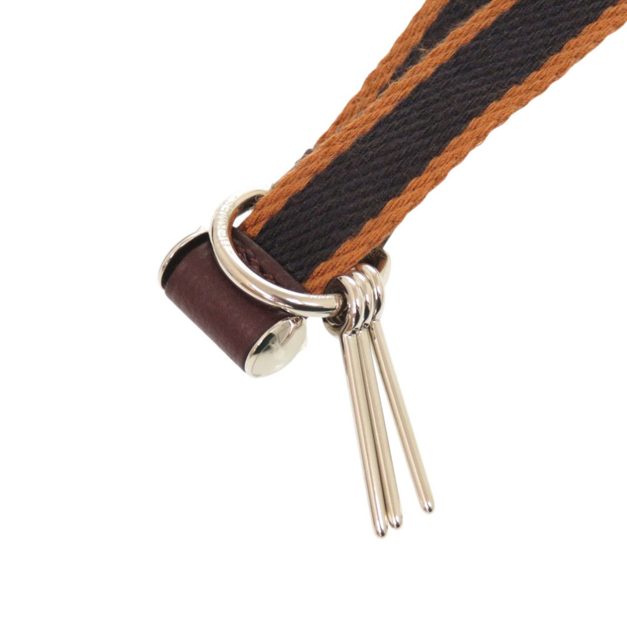 Hermes Brown Canvas Leather Necklace (Pre-Owned)